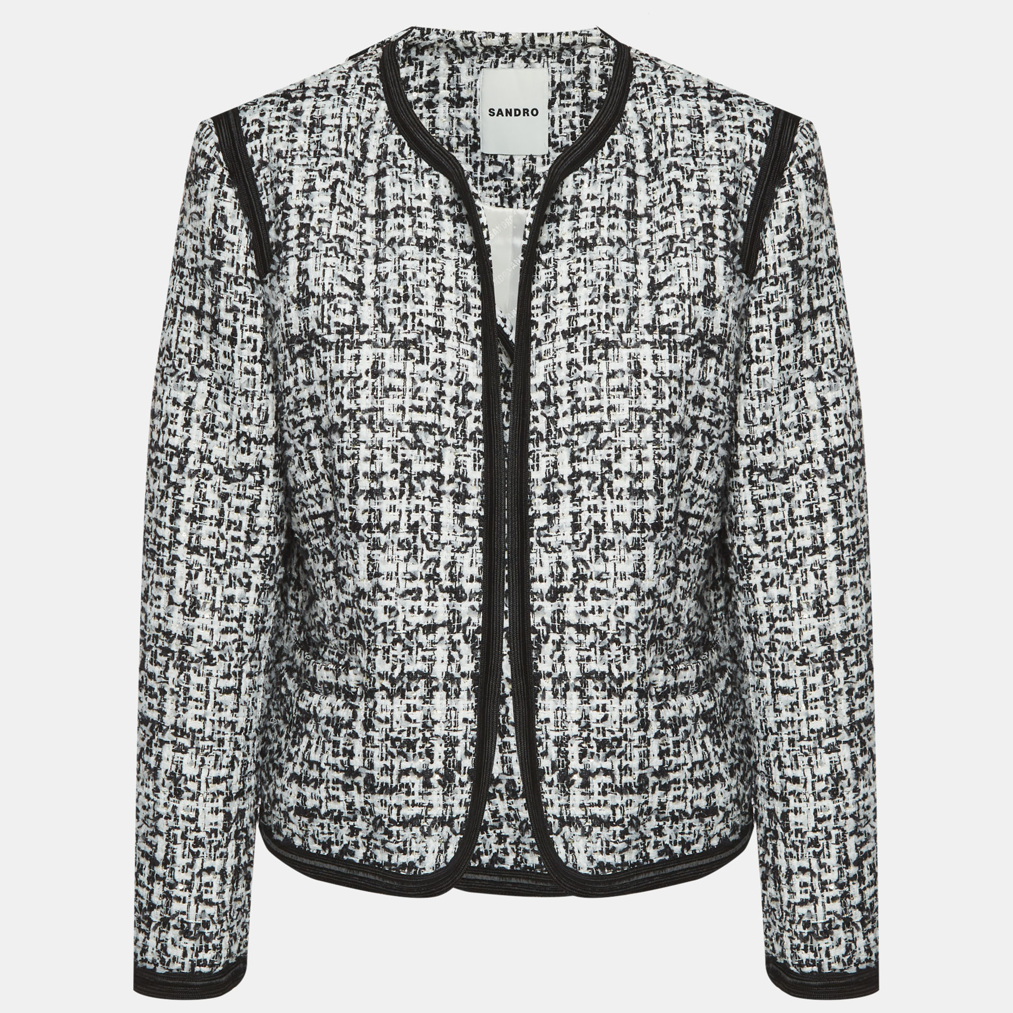 

Sandro white/Black Tweed Sequin Embellished Jacket XL