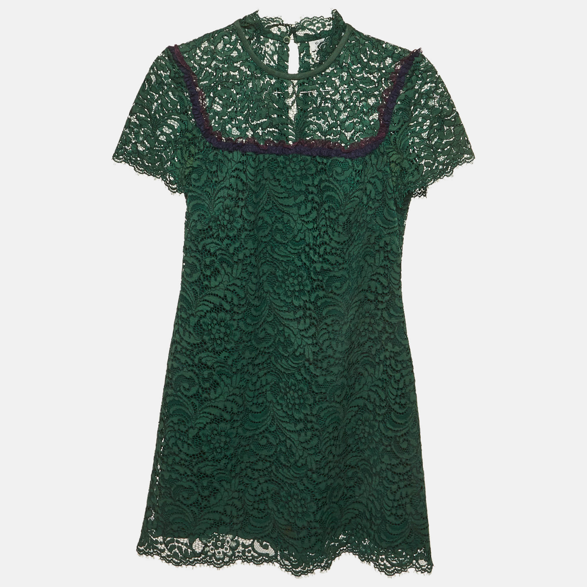 

Sandro Green Cord Lace Mini Dress S