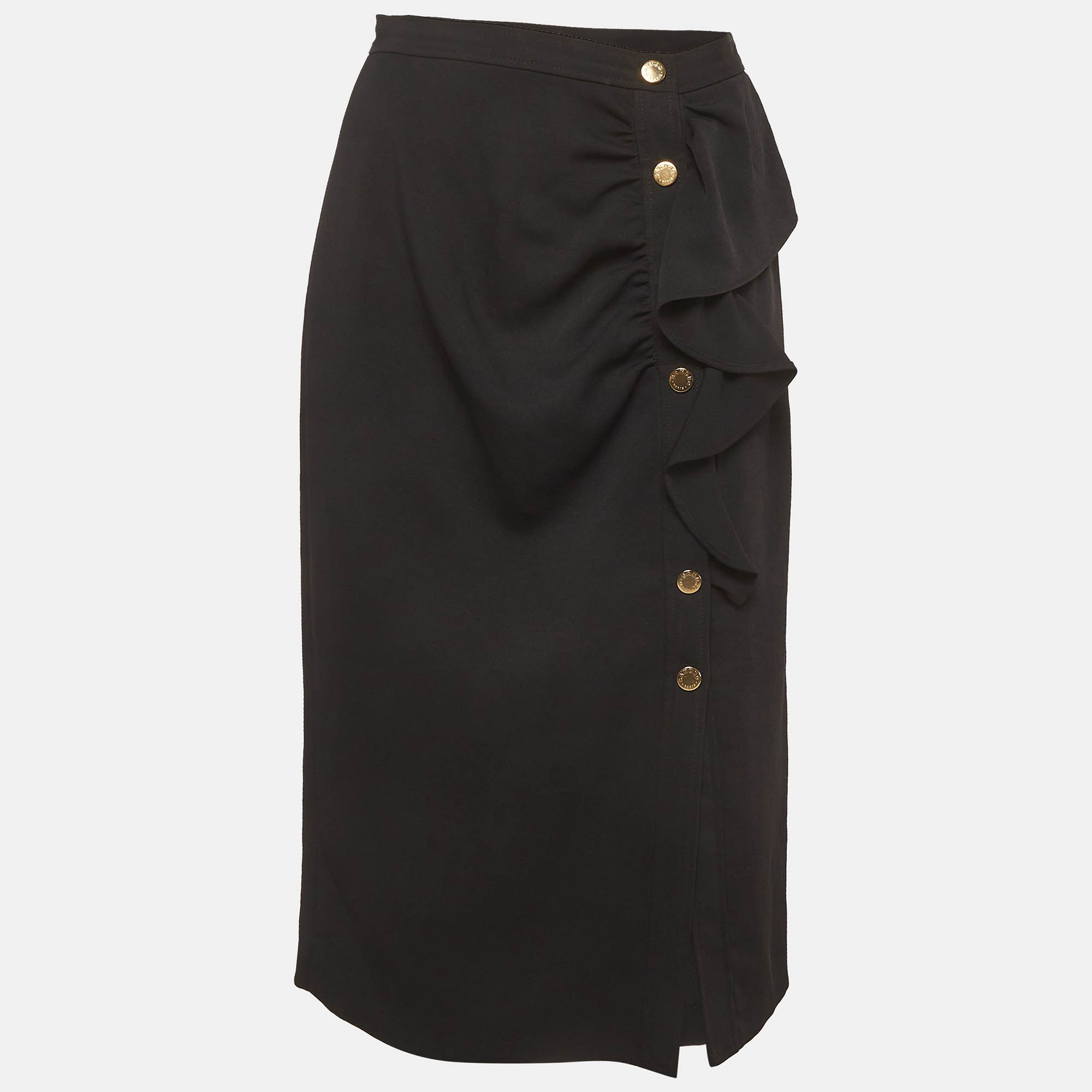 

Sandro Black Stretch Crepe Ruffled Lisandre Pencil Skirt M