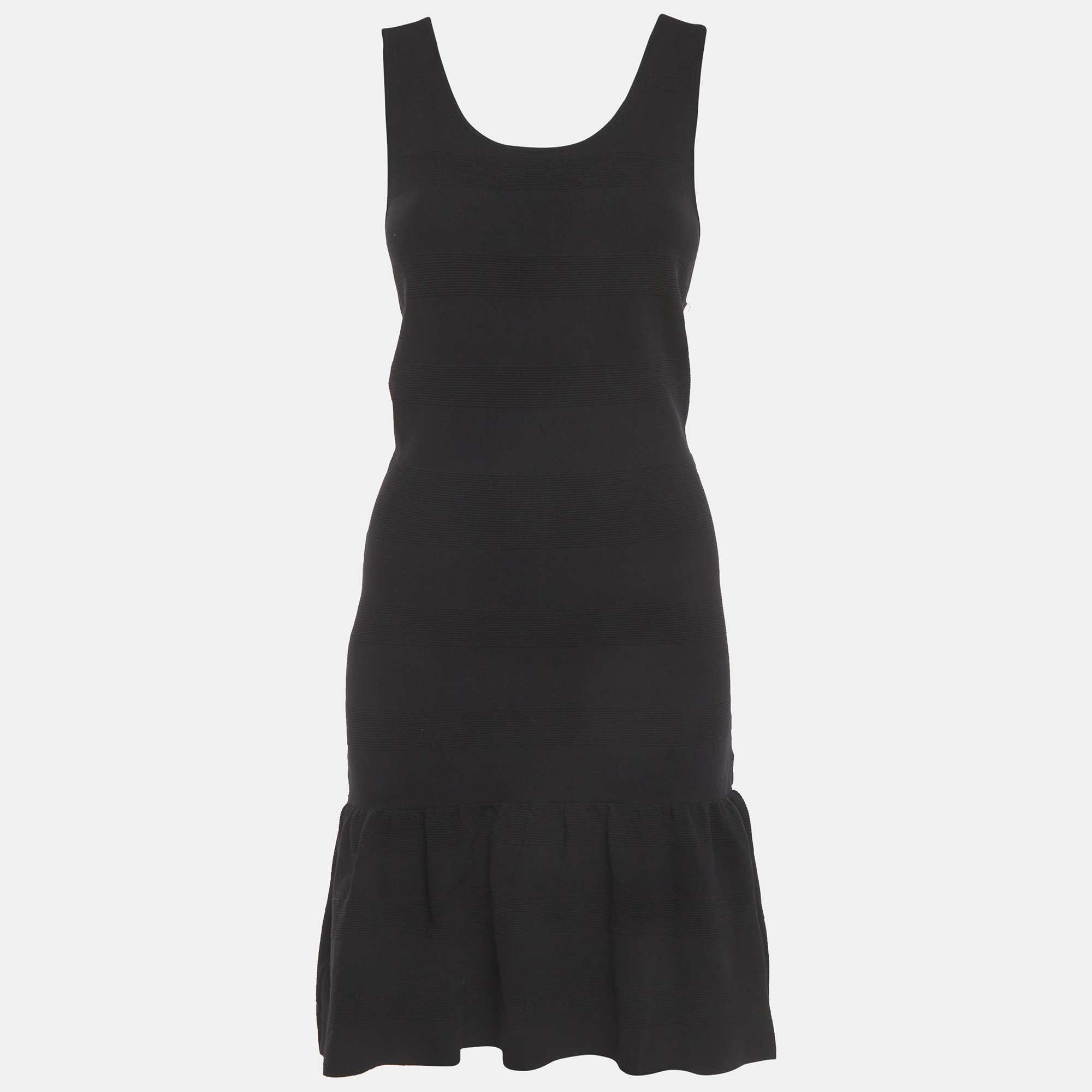 

Sandro Black Jersey Knit Ruffle Hem Mini Dress M
