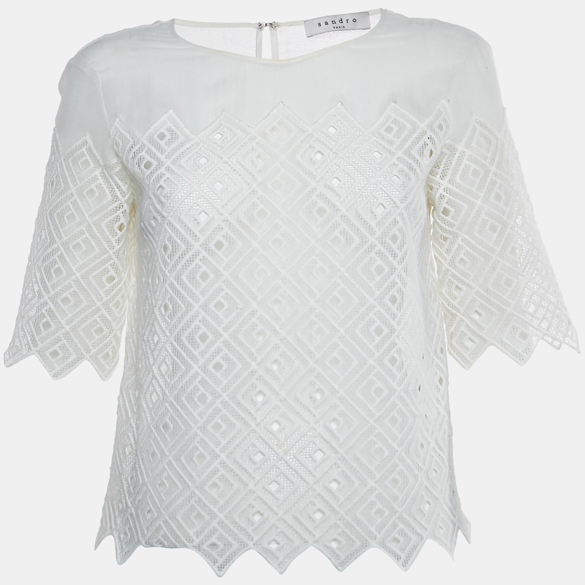 

Sandro White Lace Sheer Top S