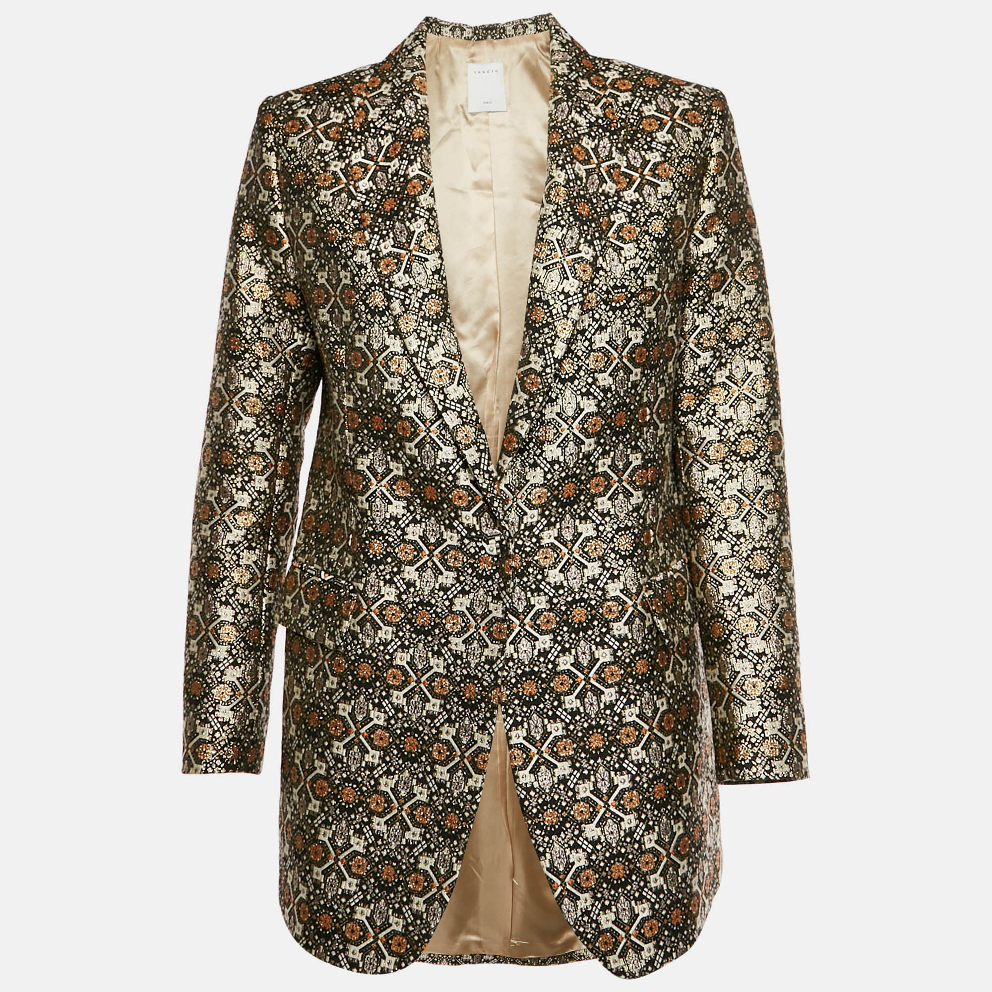 

Sandro Multi Colour Brocade Tailored Fit Blazer S, Multicolor