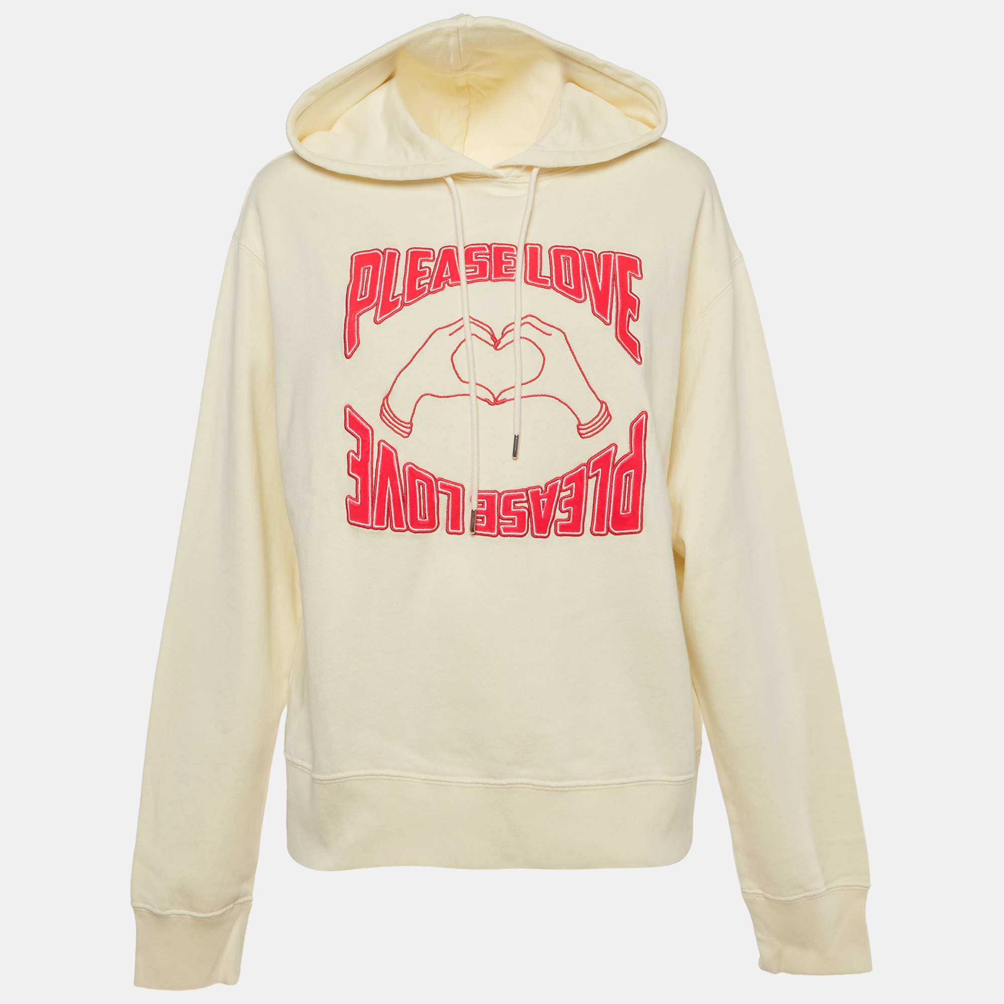 

Sandro Yellow Please Love Applique Cotton Knit Hoodie M