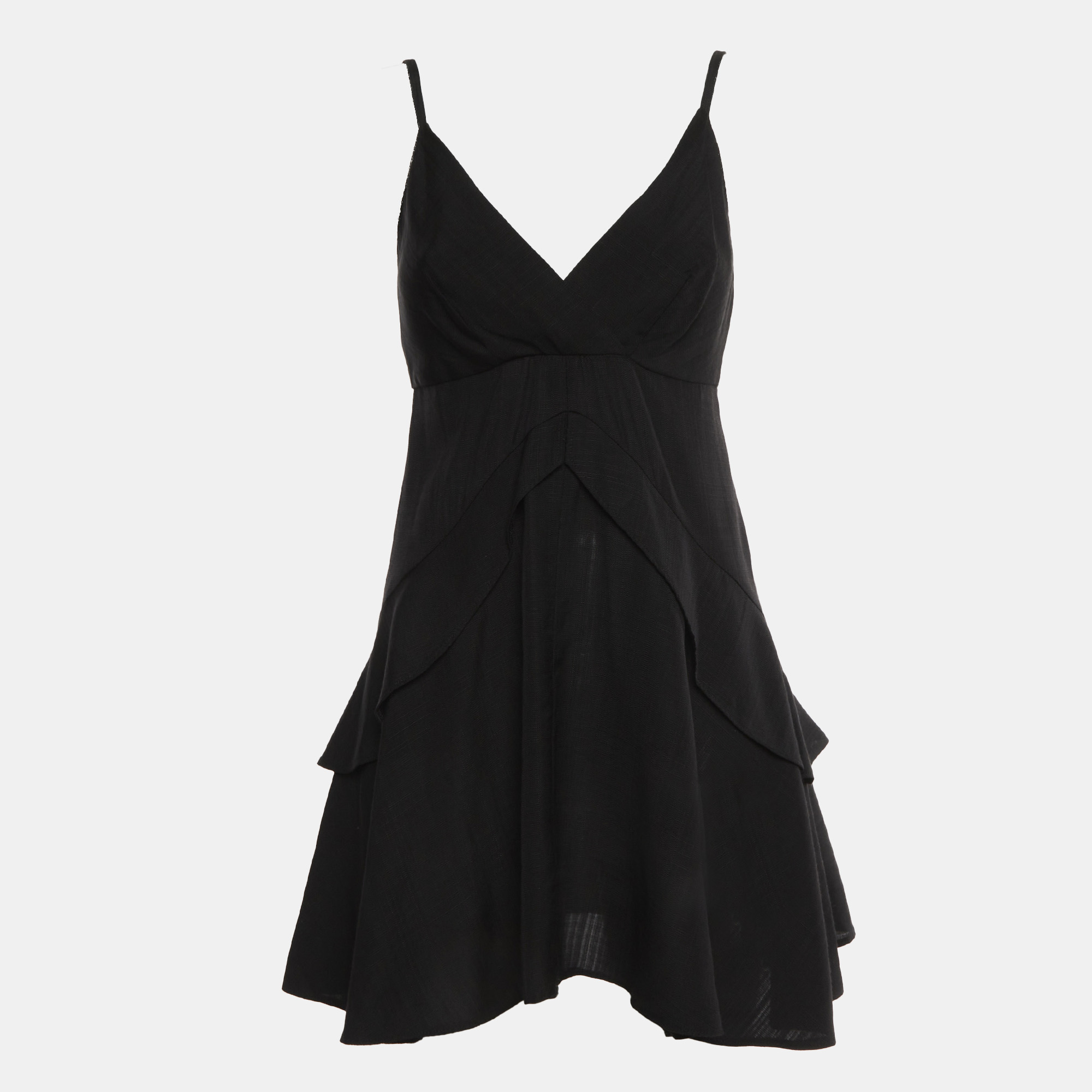 

Sandro Black Crepe Ruffle Gisele Mini Dress S