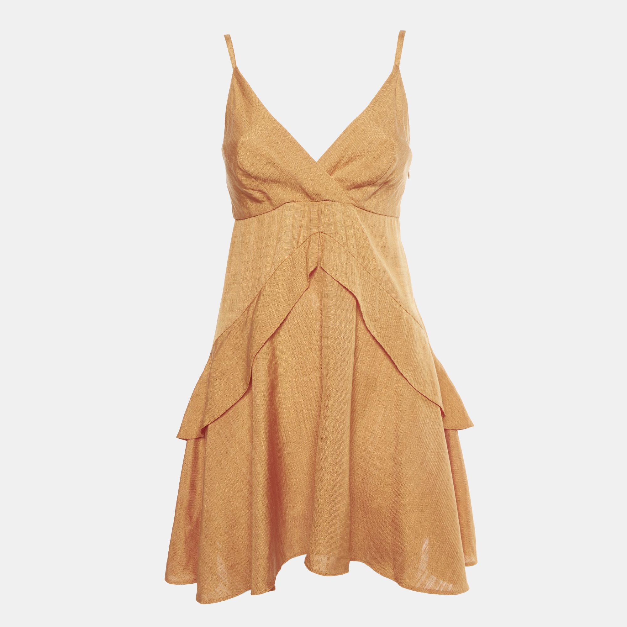 

Sandro Orange Crepe Ruffle Gisele Mini Dress M