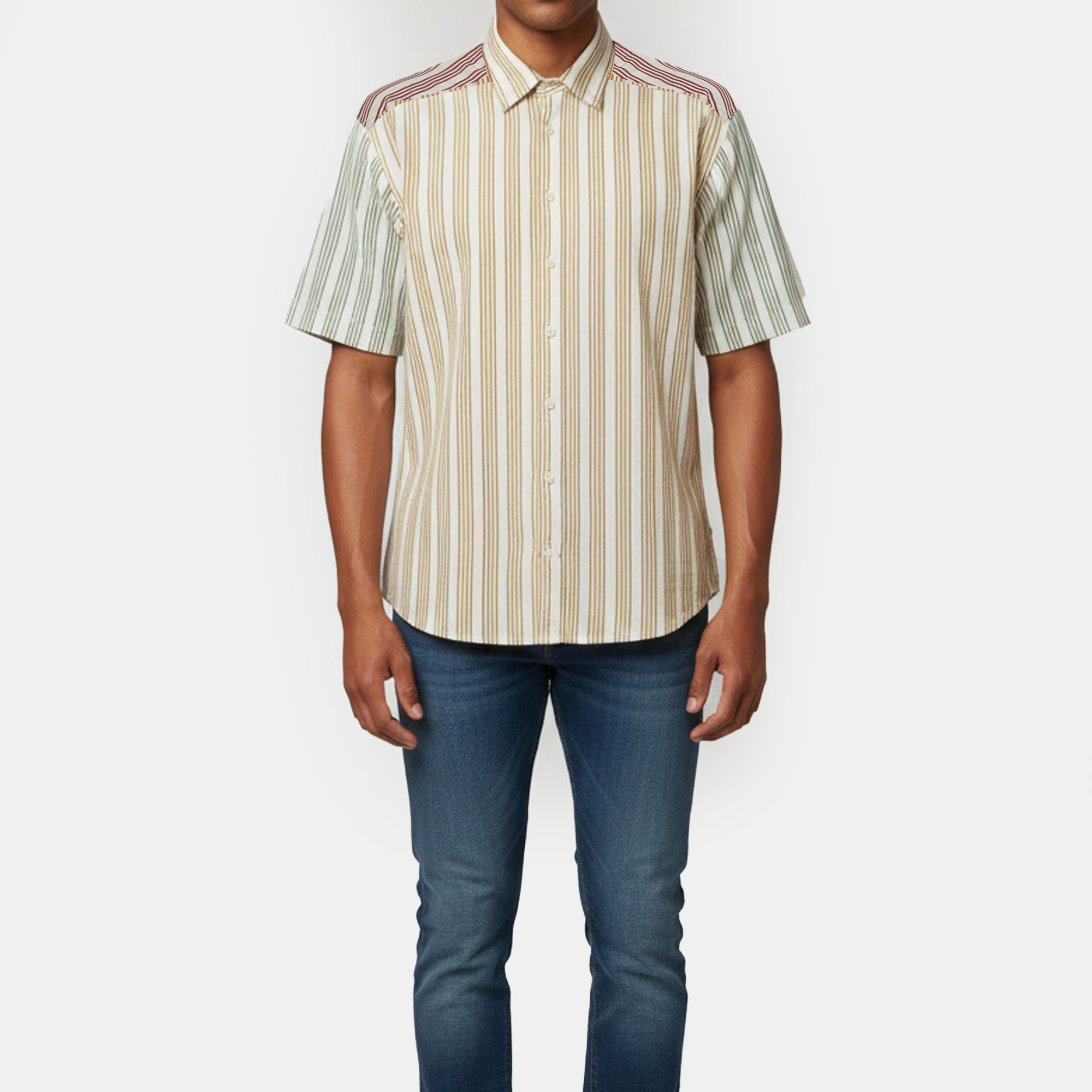 

Sandro White Striped Satin Paneled Leopold Shirt S