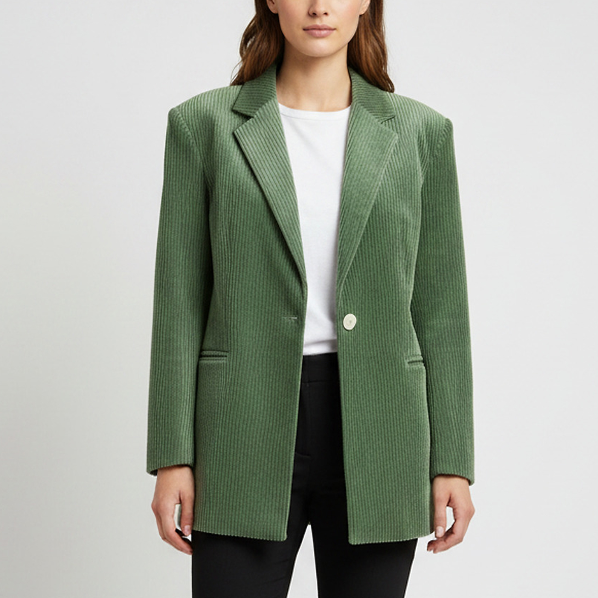 

Sandro Green Corduroy Long Sleeve Jacket S