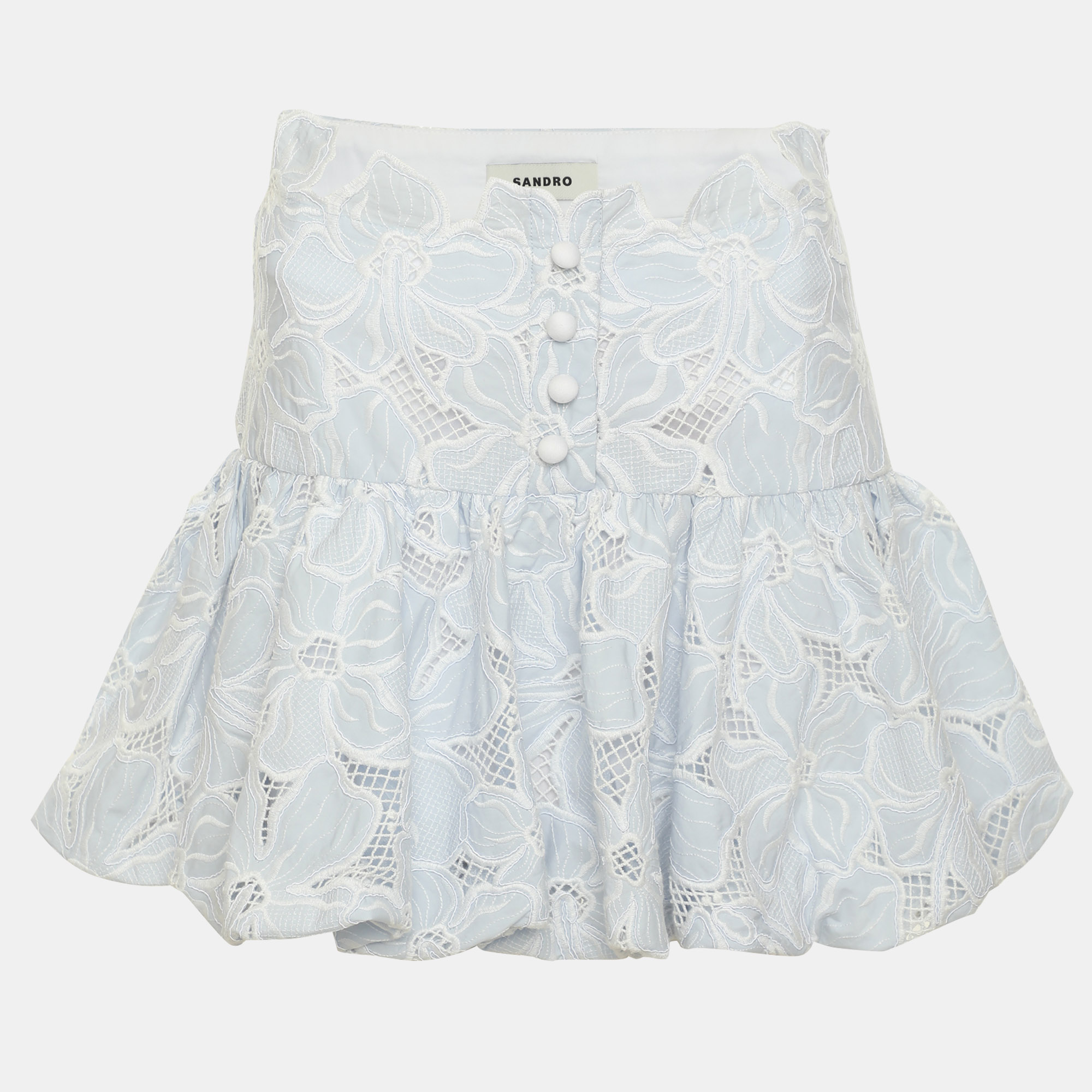 

Sandro Light Blue Rosane Guipure Mini Skirt S