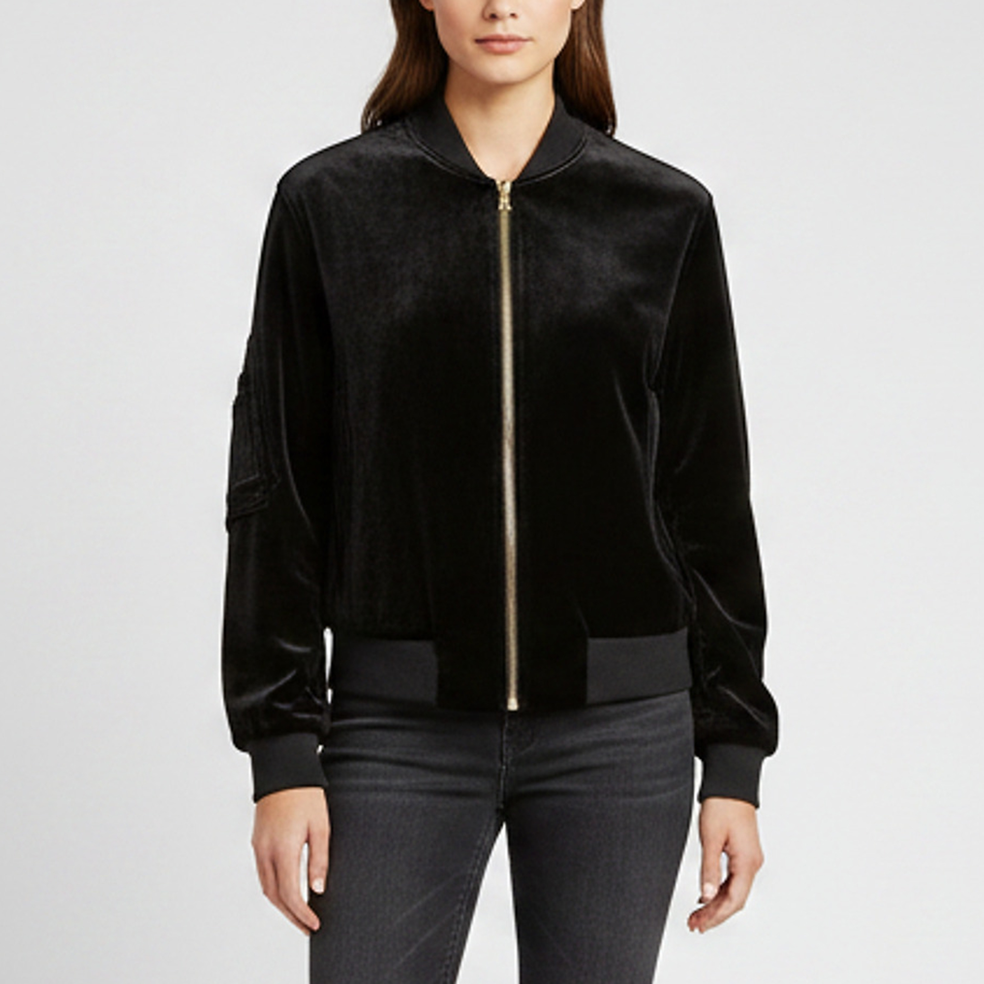 Pre-owned Sandro Black Velvet Zip-up Bomber Jacket S
