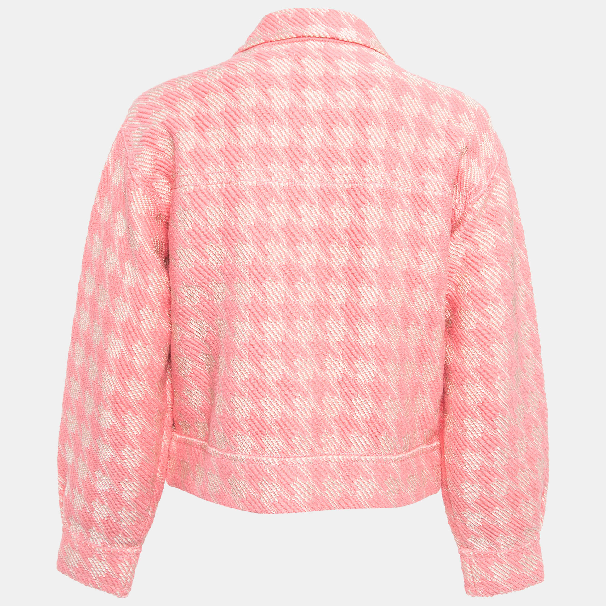 

Sandro Pink Houndstooth Knitted Jacket