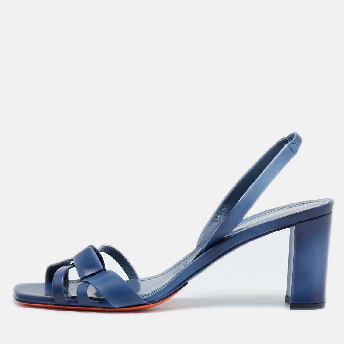 

Santoni Blue Leather Forgive Slingback Sandals Size