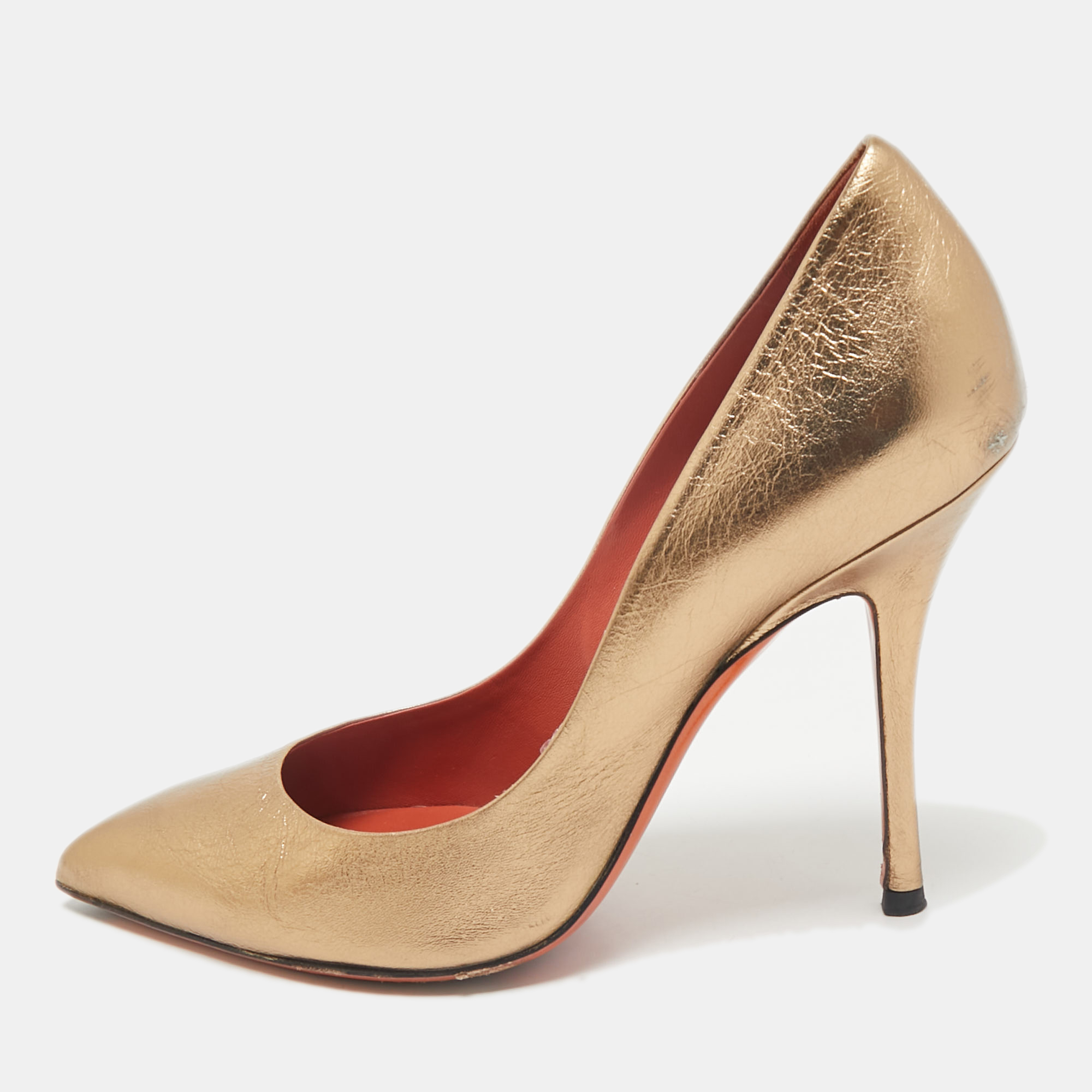 

Santoni Metallic Leather Pointed Toe Pumps Size