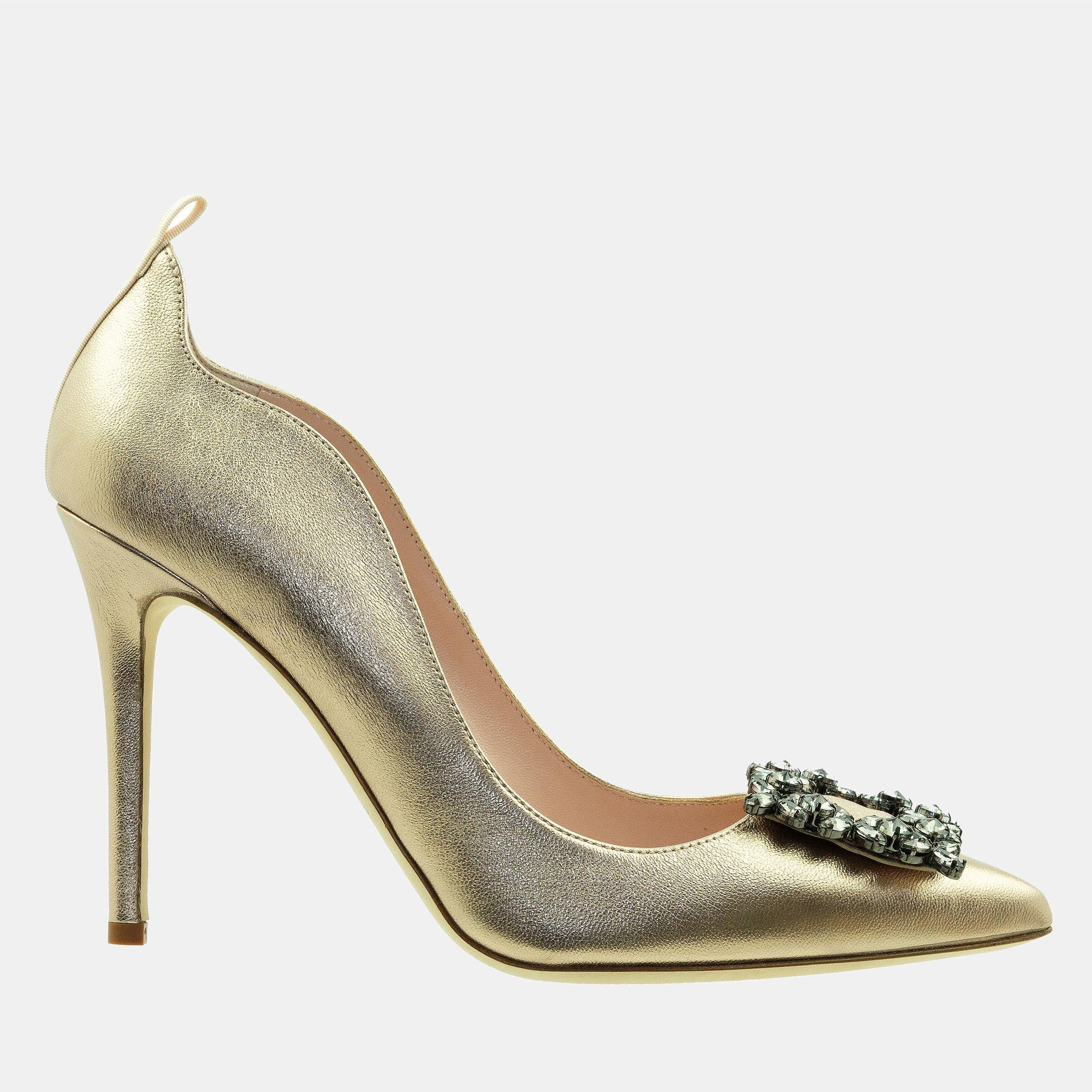 

Sarah Jessica Parker 100MM ROSE METALLIC AMAL, Gold