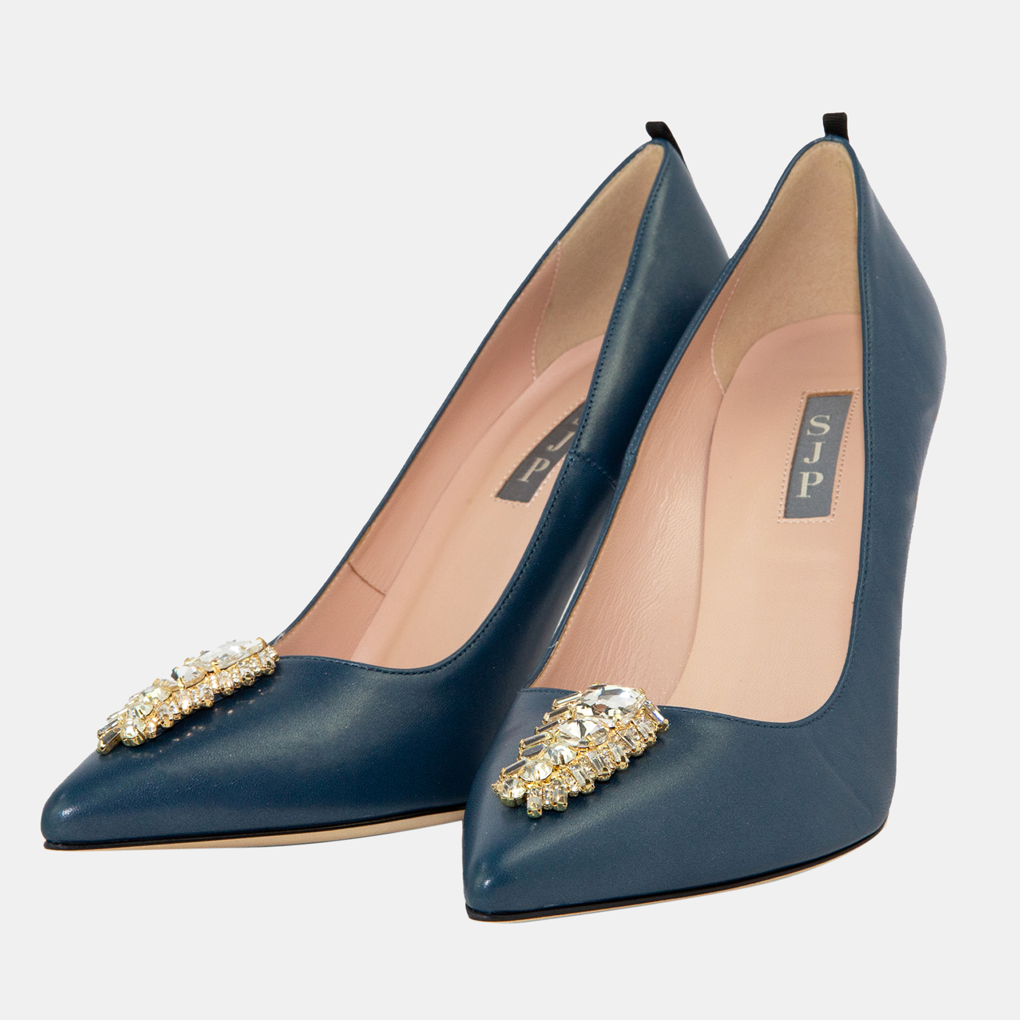 

SJP Sarah Jessica Parker 100MM NAVY LEATHER TEMPEST, Navy blue