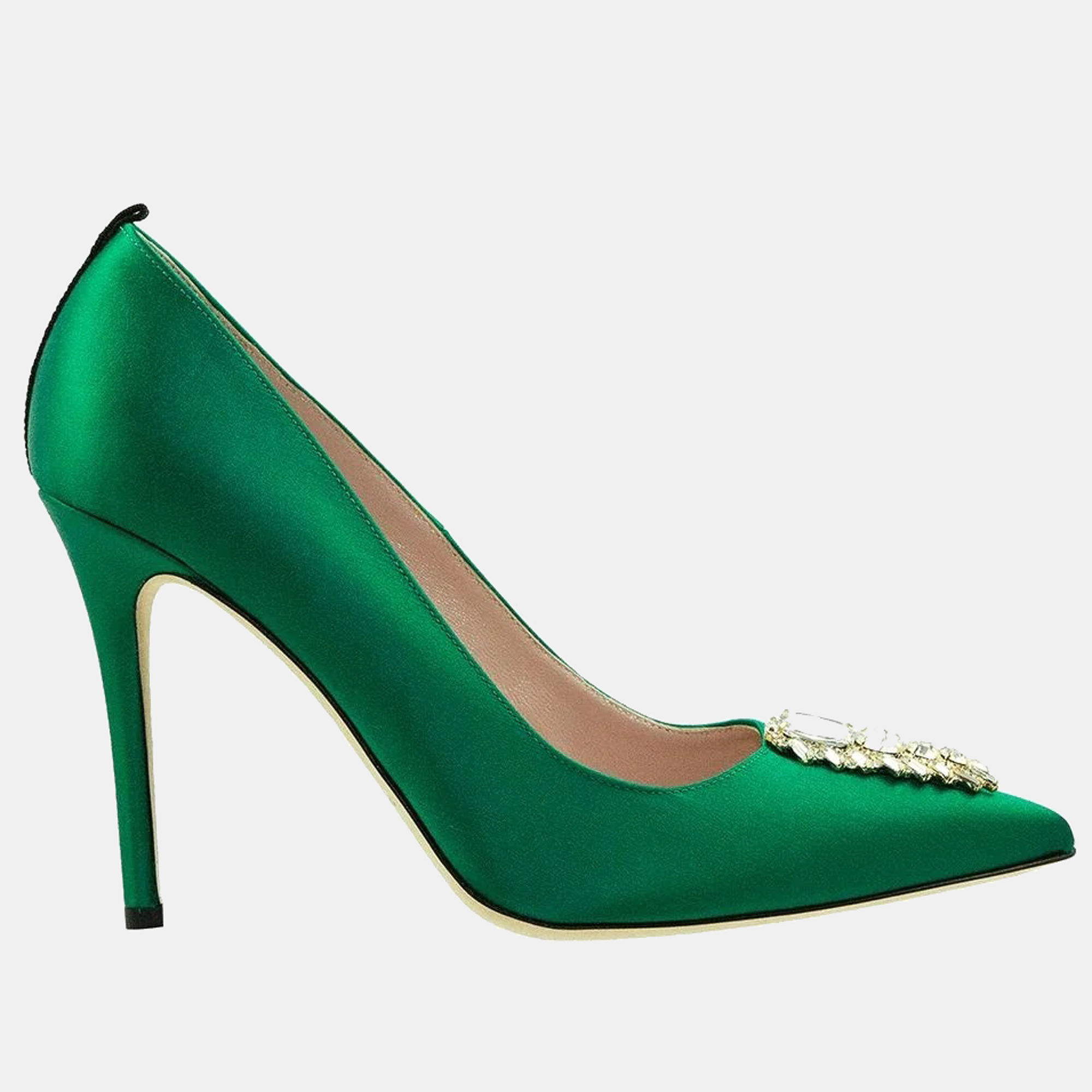 

SJP Sarah Jessica Parker 100MM EMERALD GREEN SATIN TEMPEST