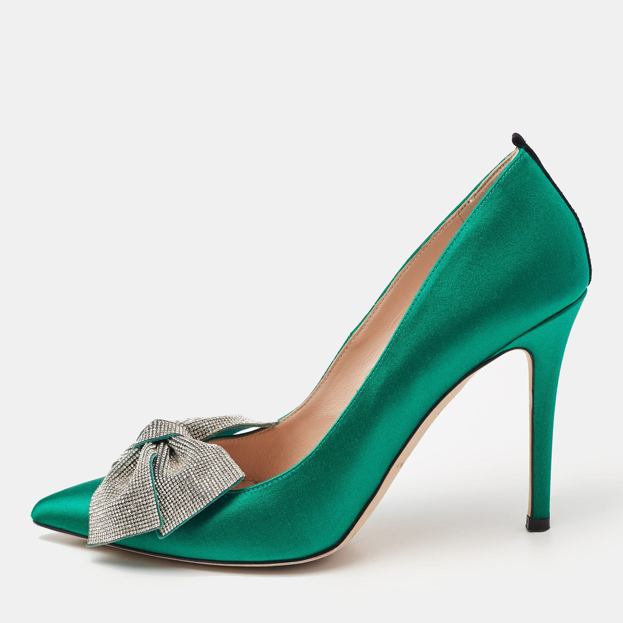 

SJP Sarah Jessica Parker Green Satin Samara Pumps Size