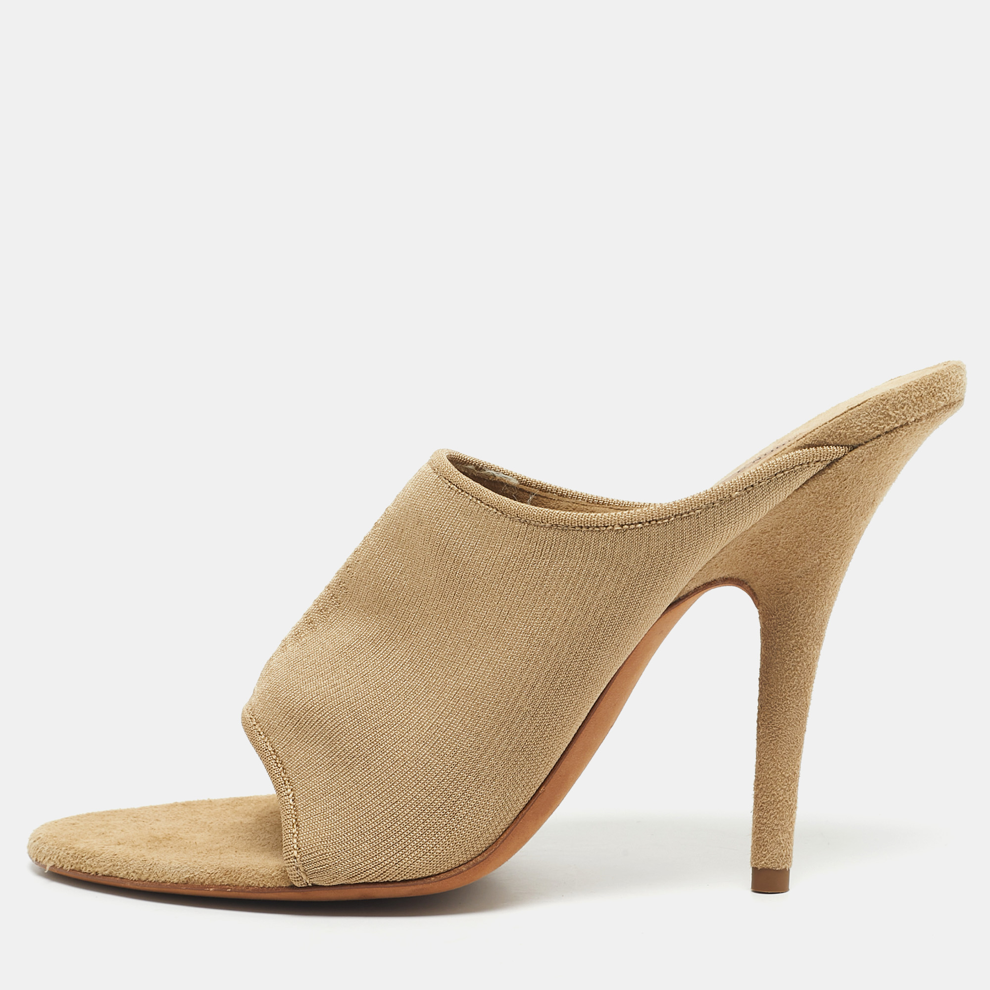 

Season 6 Beige Knit Fabric Heel Mules Size