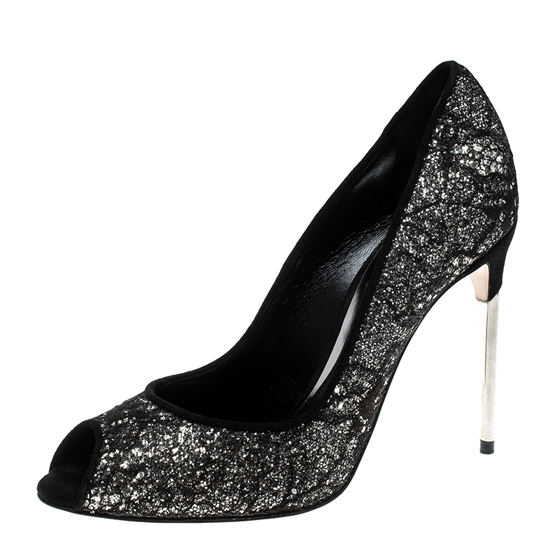 silver glitter heels closed toe