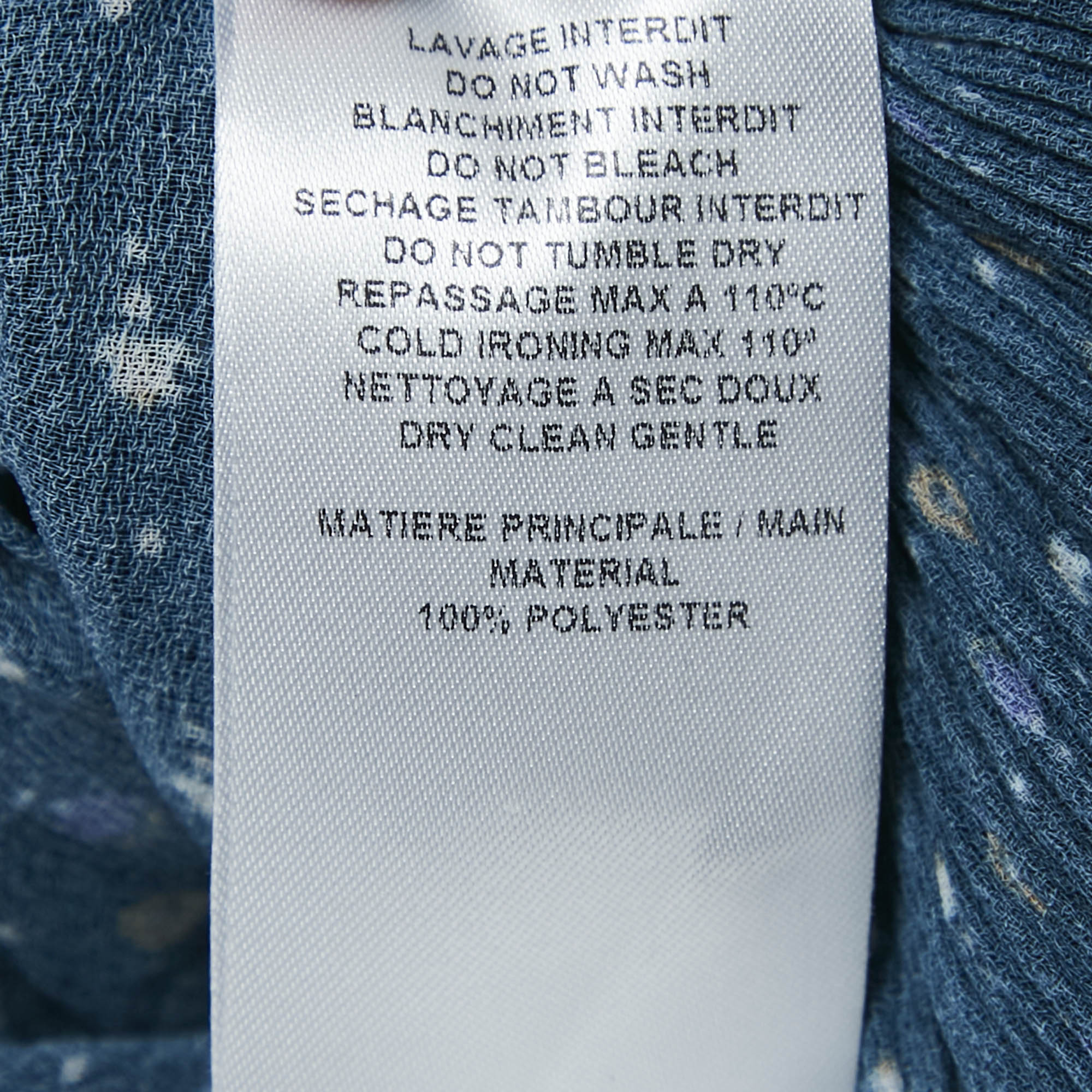 See by Chloe Navy Blue Printed Crepe Asymmetric Plisse Blouse M 