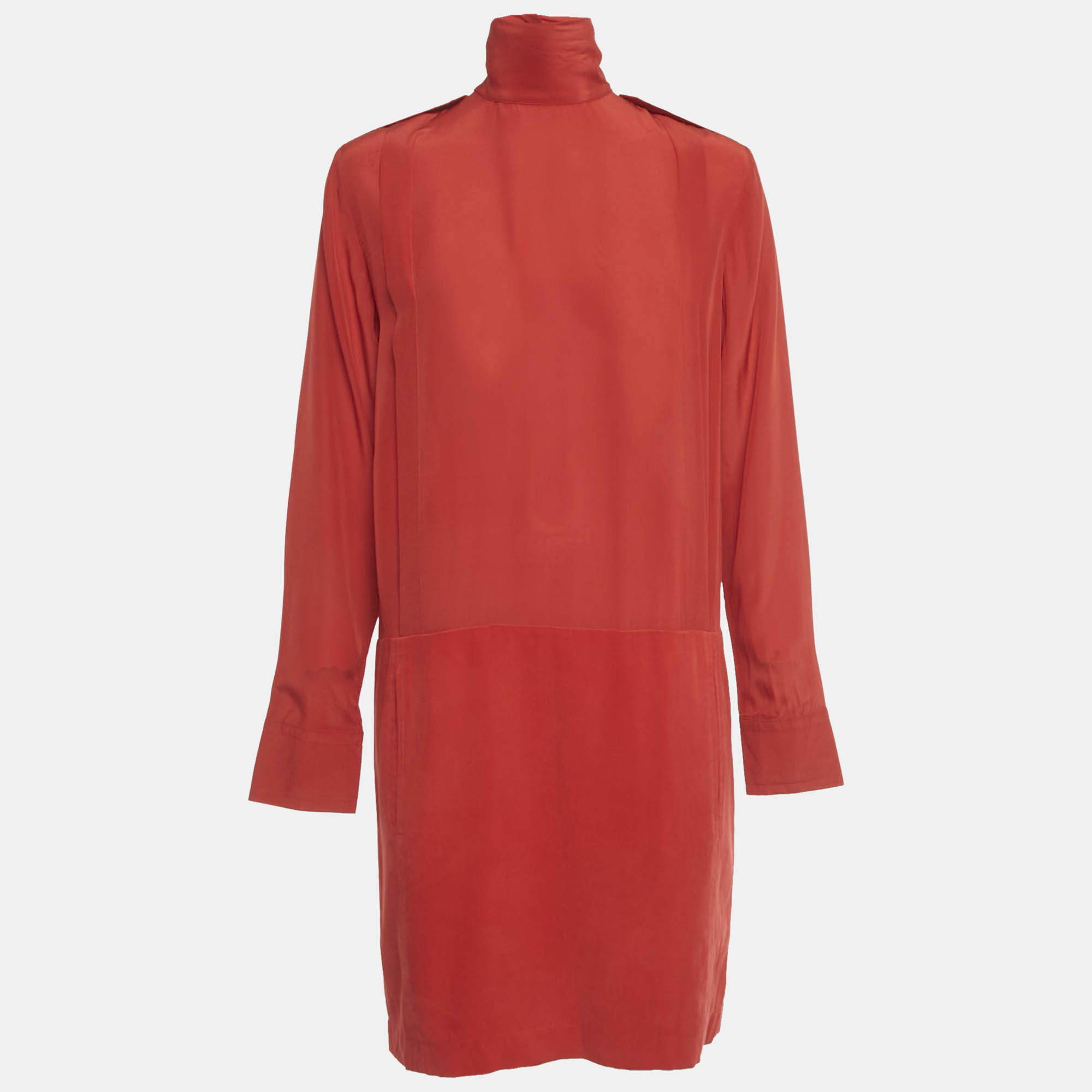 

See by Chloé Red Crepe Silk and Crepe Short Dress M