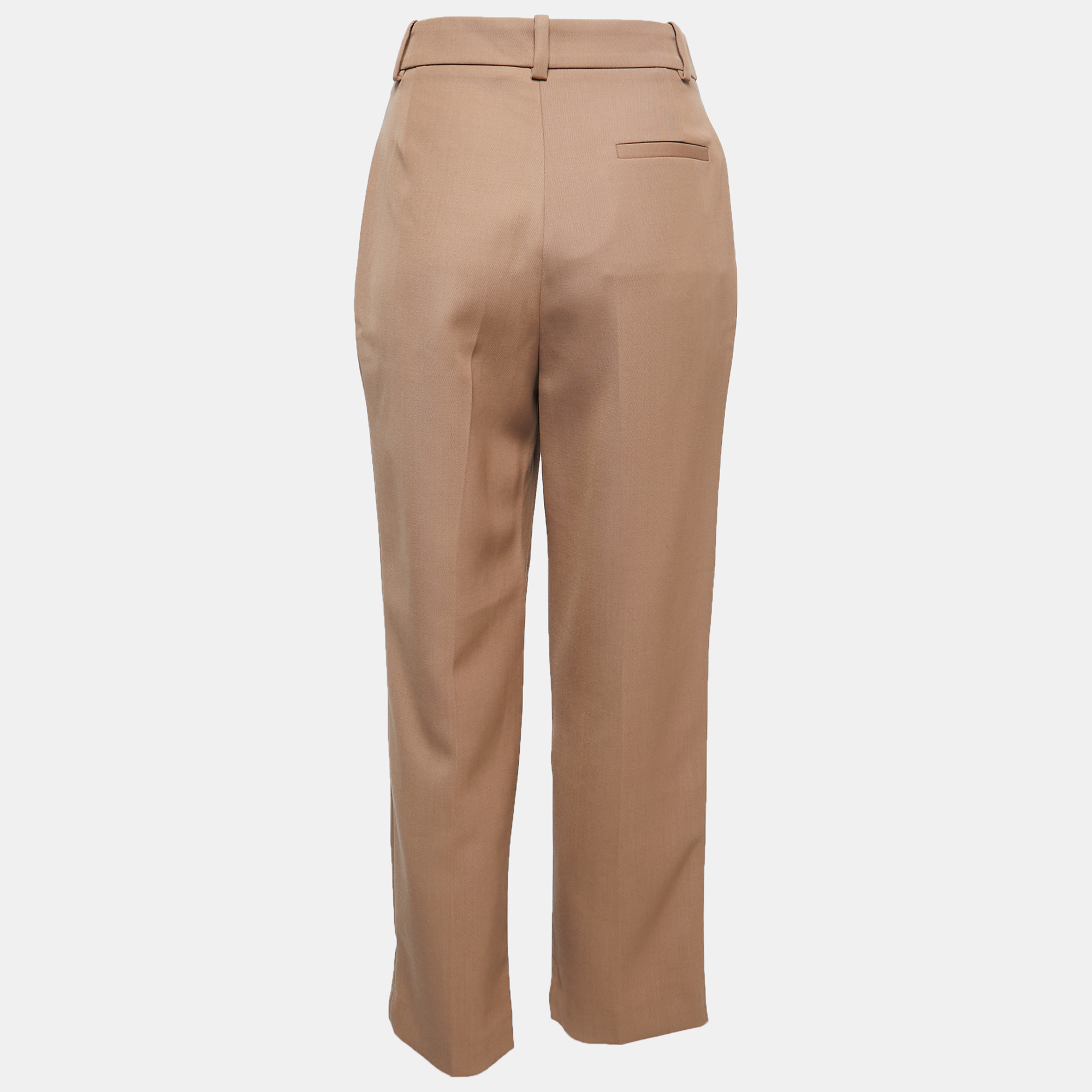

See by Chloe Brown Wool-Blend Front Pleat Trousers
