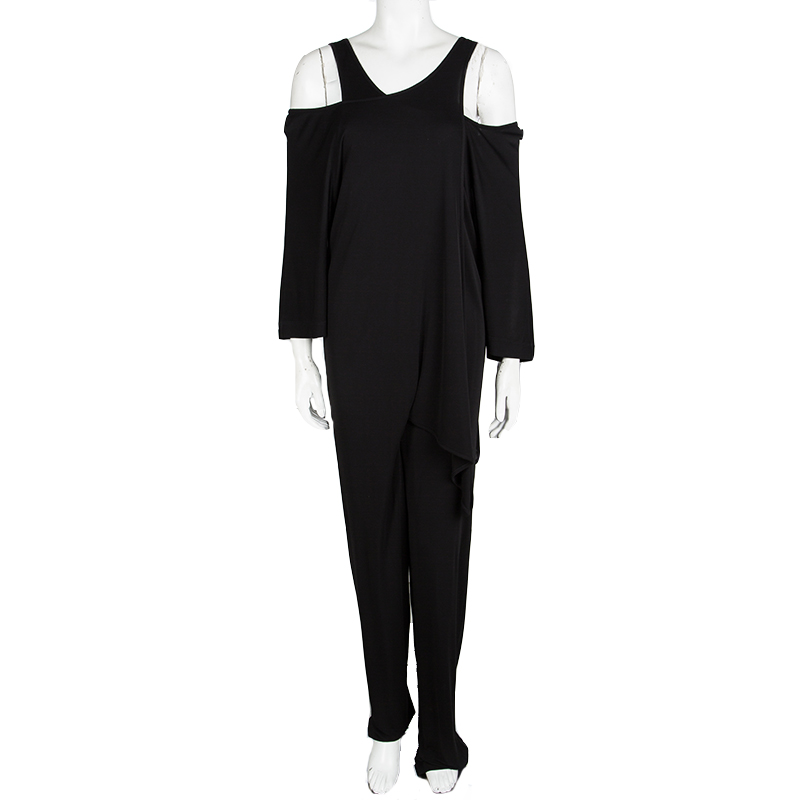 

See by Chloe Black Knit Draped Asymmetric Jumpsuit