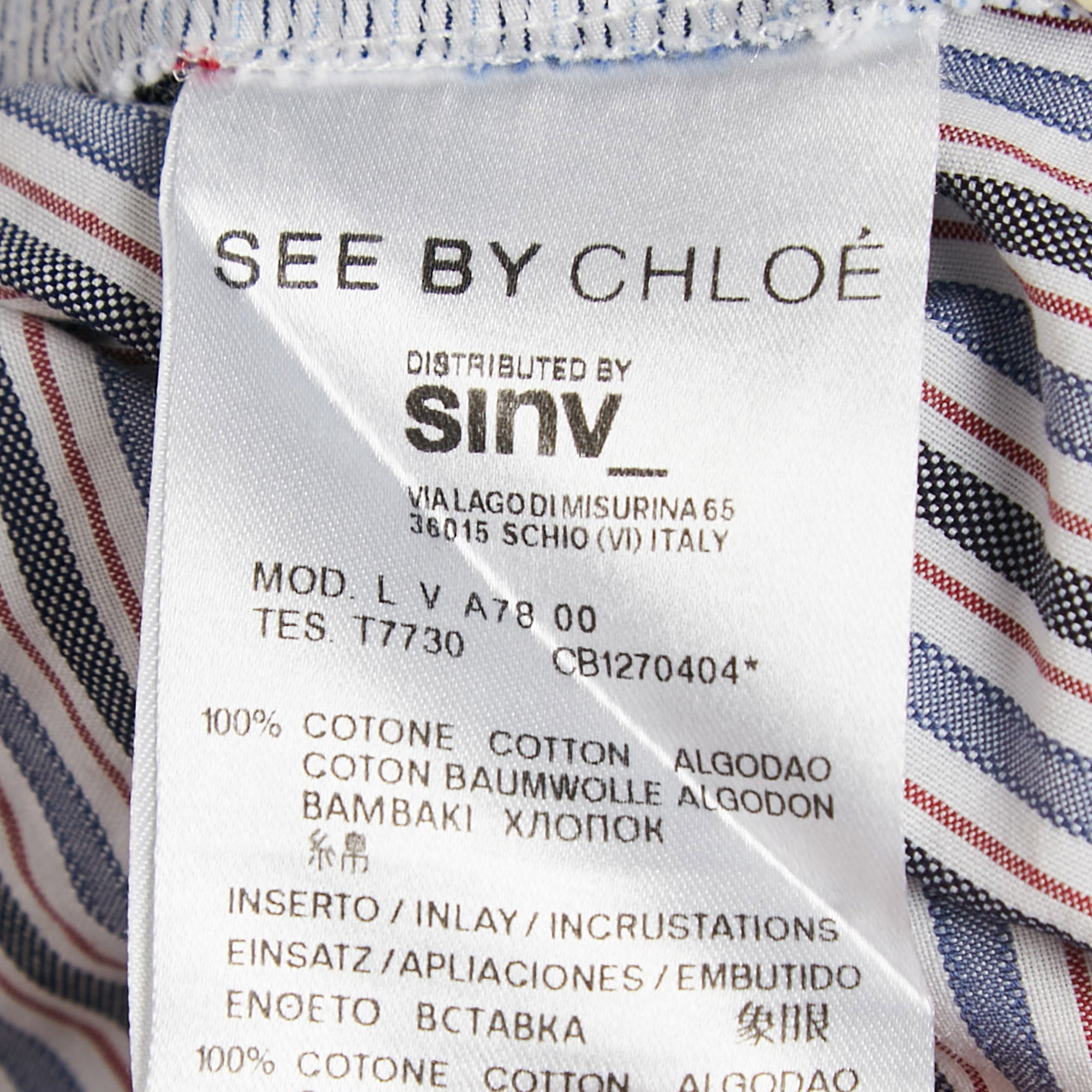 See by Chloe Blue Stripe Cotton Mini Dress S 