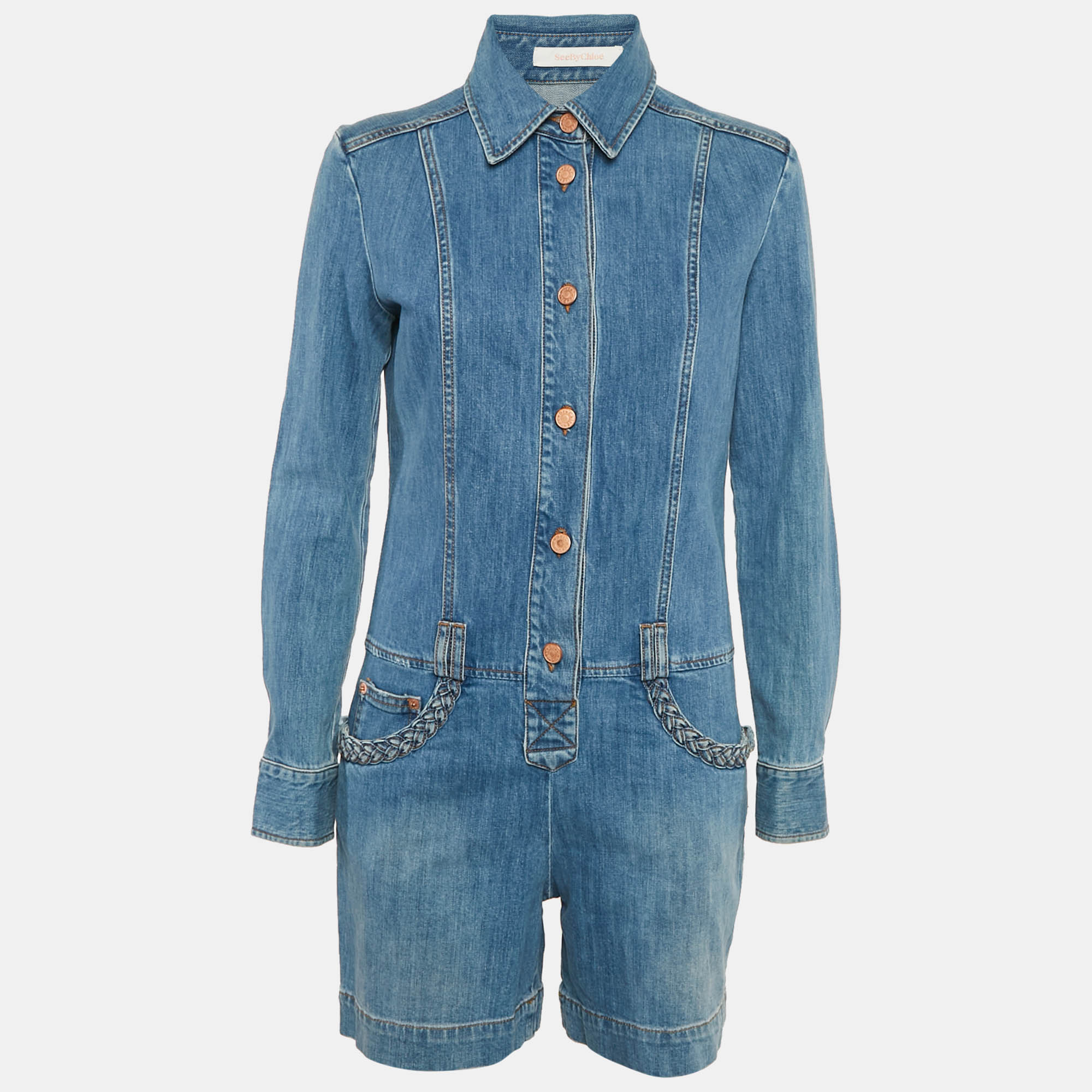 

See by Chloe Blue Washed Denim Jumpsuit S