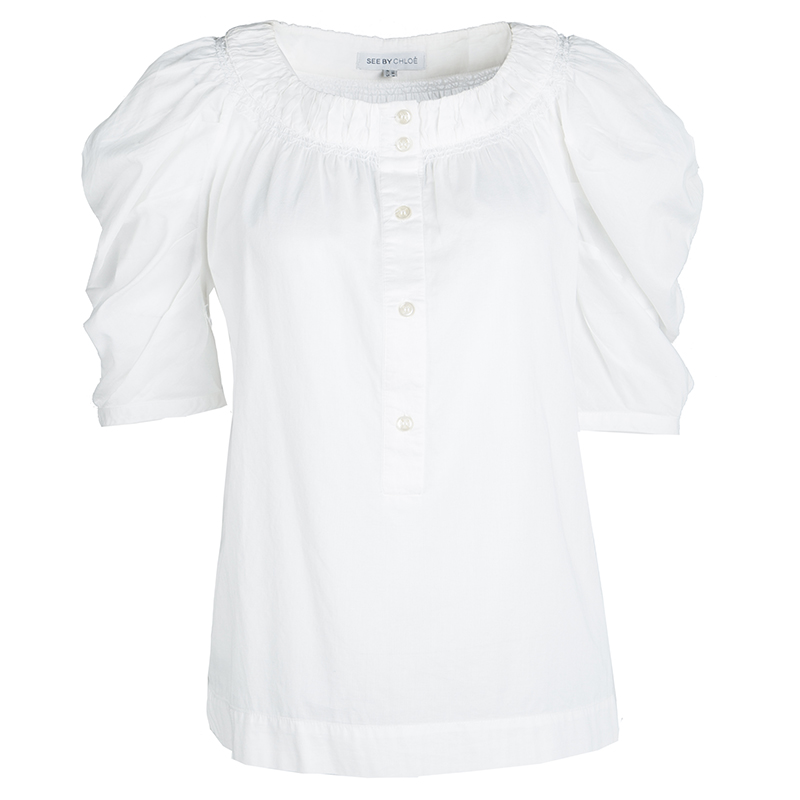 Pre Owned توب سي باي كلوي تريكو قطن أبيض M