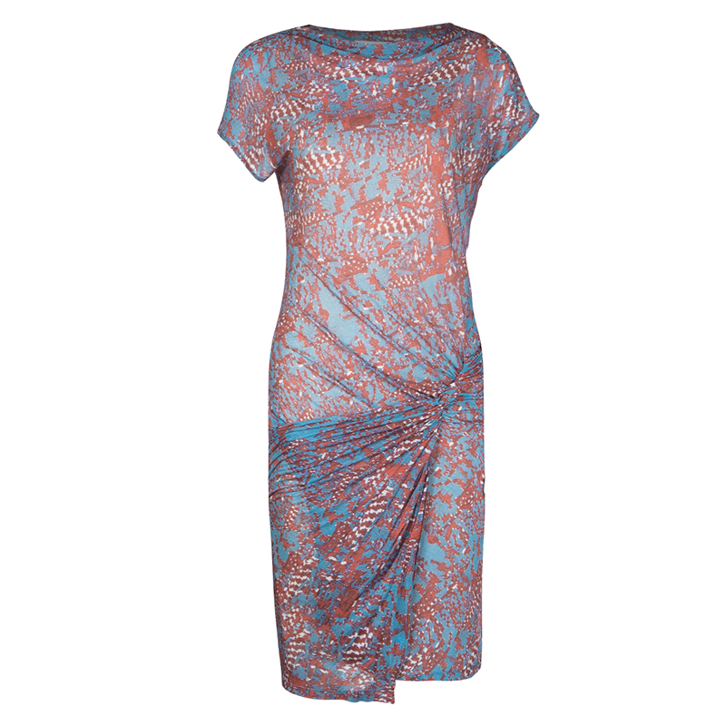 Pre Owned فستان سي باي كلوي درابيه جيرسي مودال مطبوع متعدد الألوان L