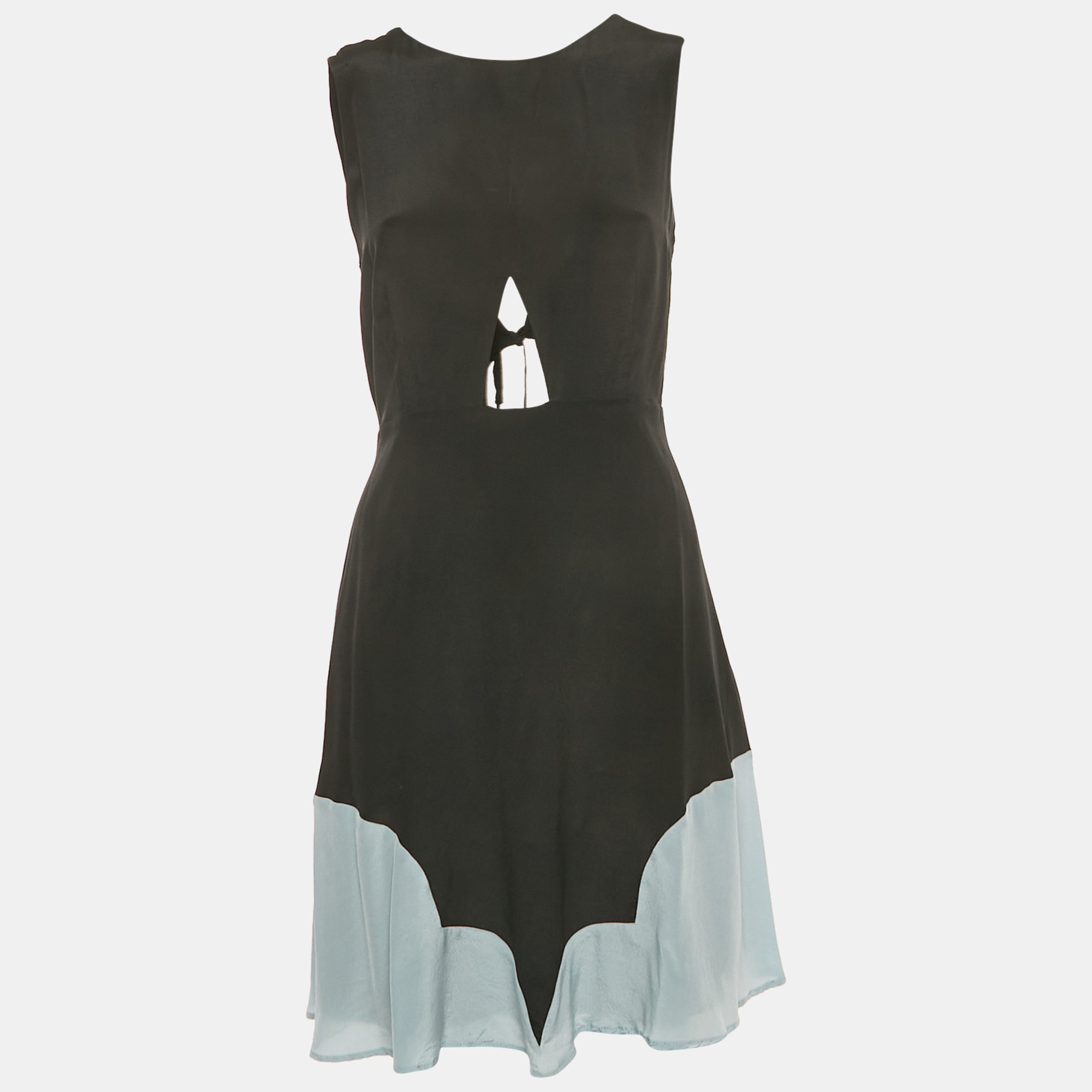 

See by Chloe Black Silk Tie-Up Detail Cut-Out Mini Dress S