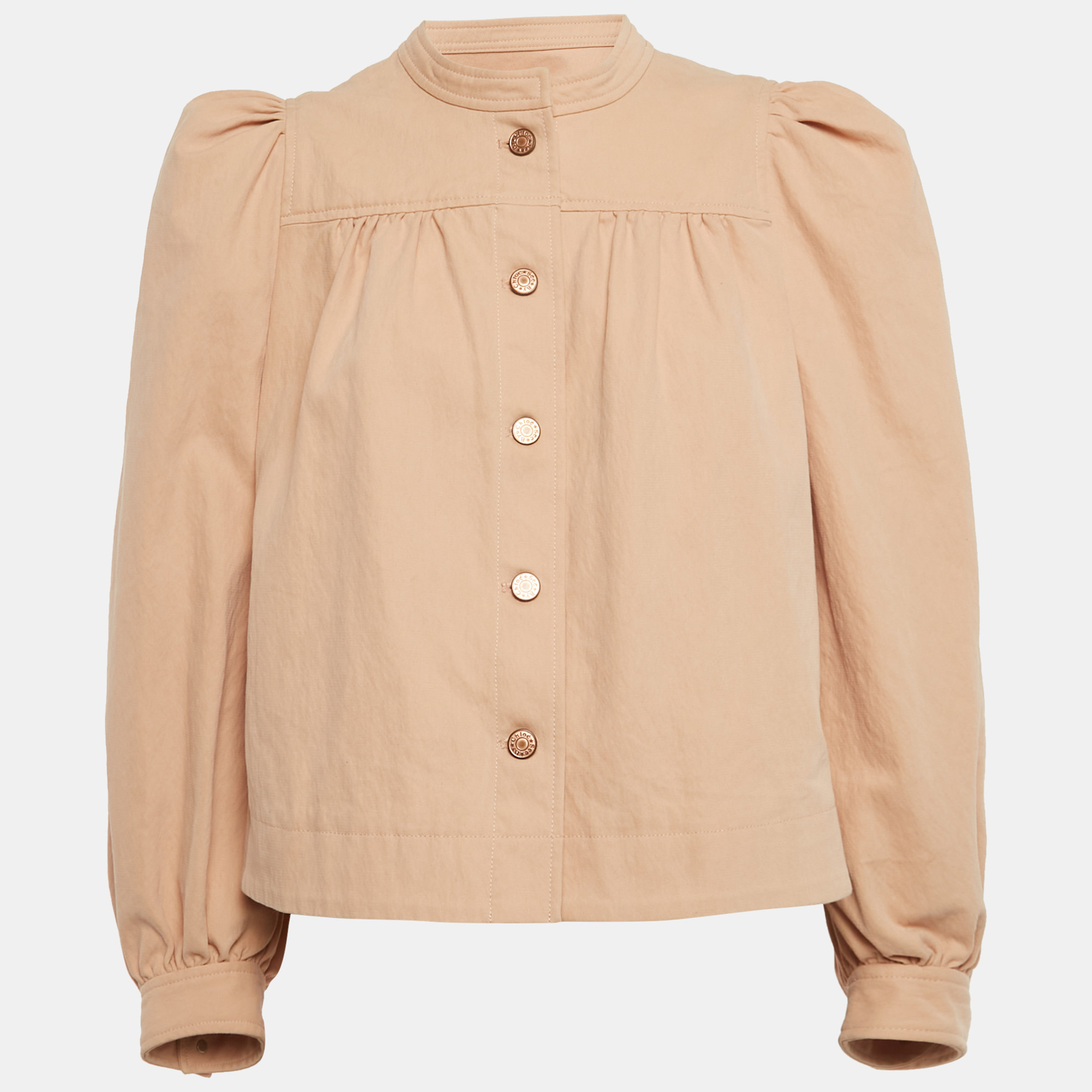 

See by Chloe Beige Cotton Blend Puffed Sleeve Jacket M
