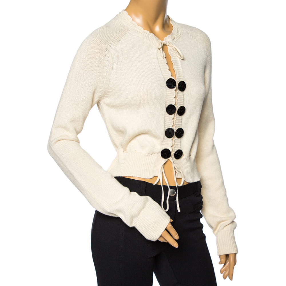 

See by Chloe Cream Knit Gathered Tie Detail Long Sleeve Sweater