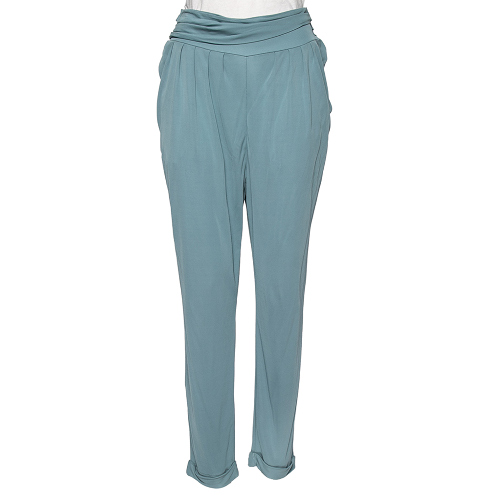 

See by Chloe Blue Crepe Pleated Detailed Trousers M