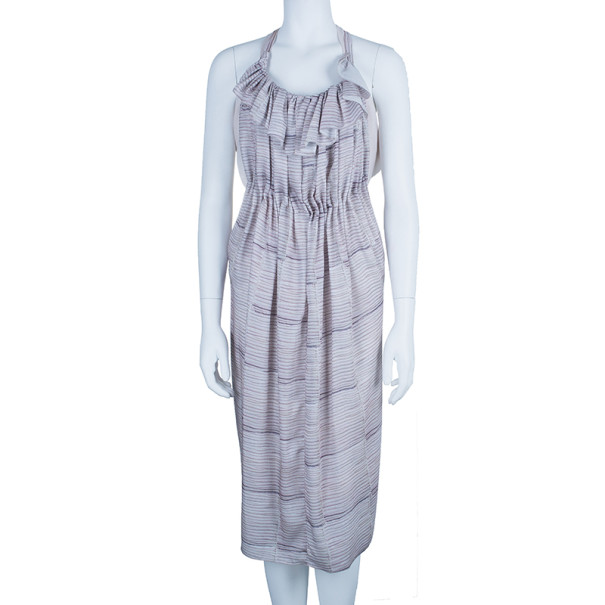 

See by Chloe Ruffle Printed Washed Satin Dress, Purple