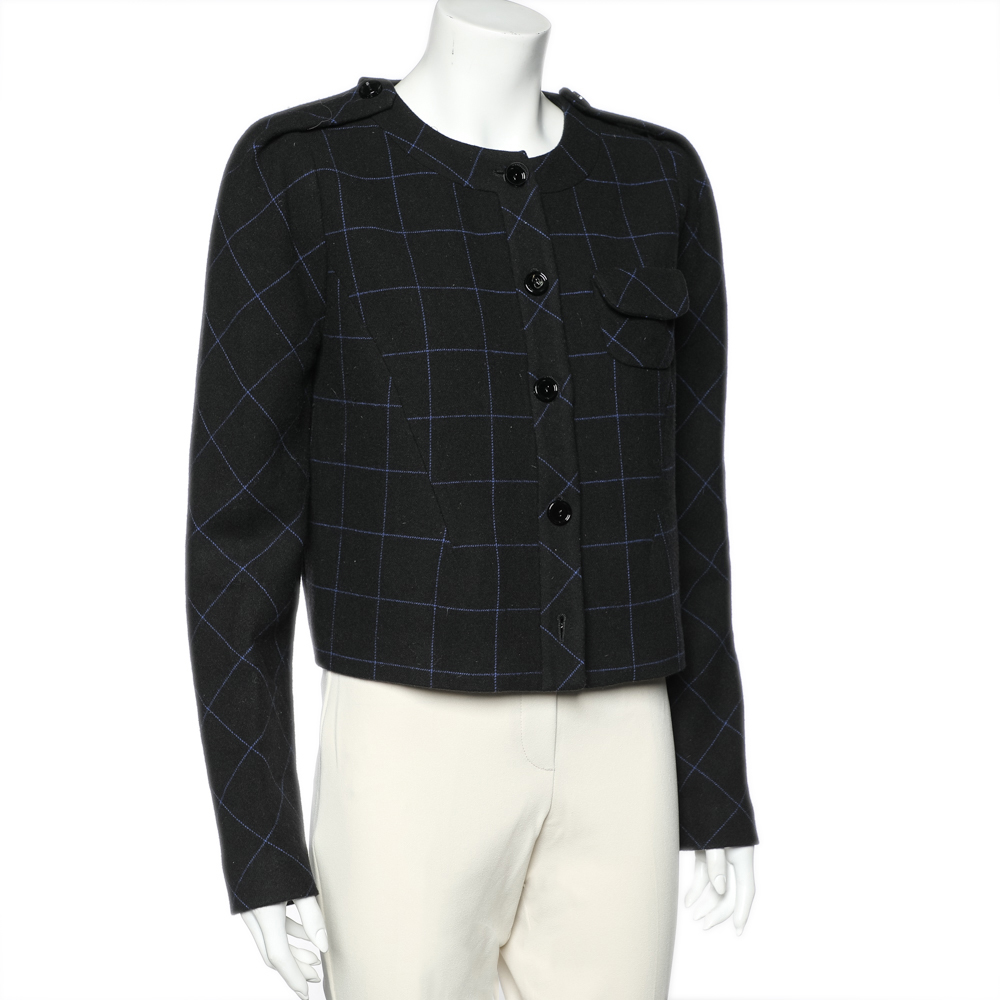 

See by Chloe Black Square Patterned Wool Button Front Jacket