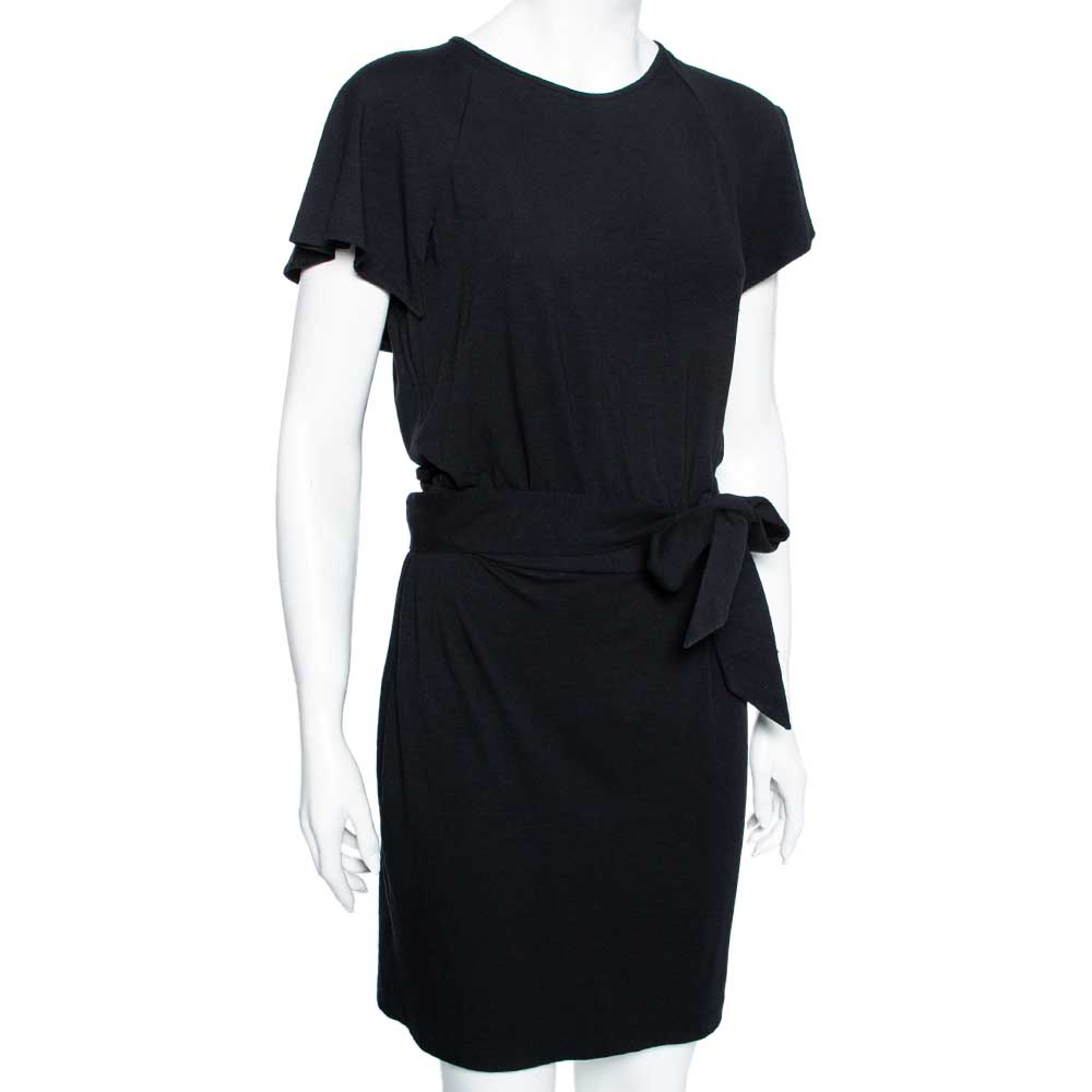 

See by Chloe Black Jersey Cut-Out Back Detail Belted Mini Dress
