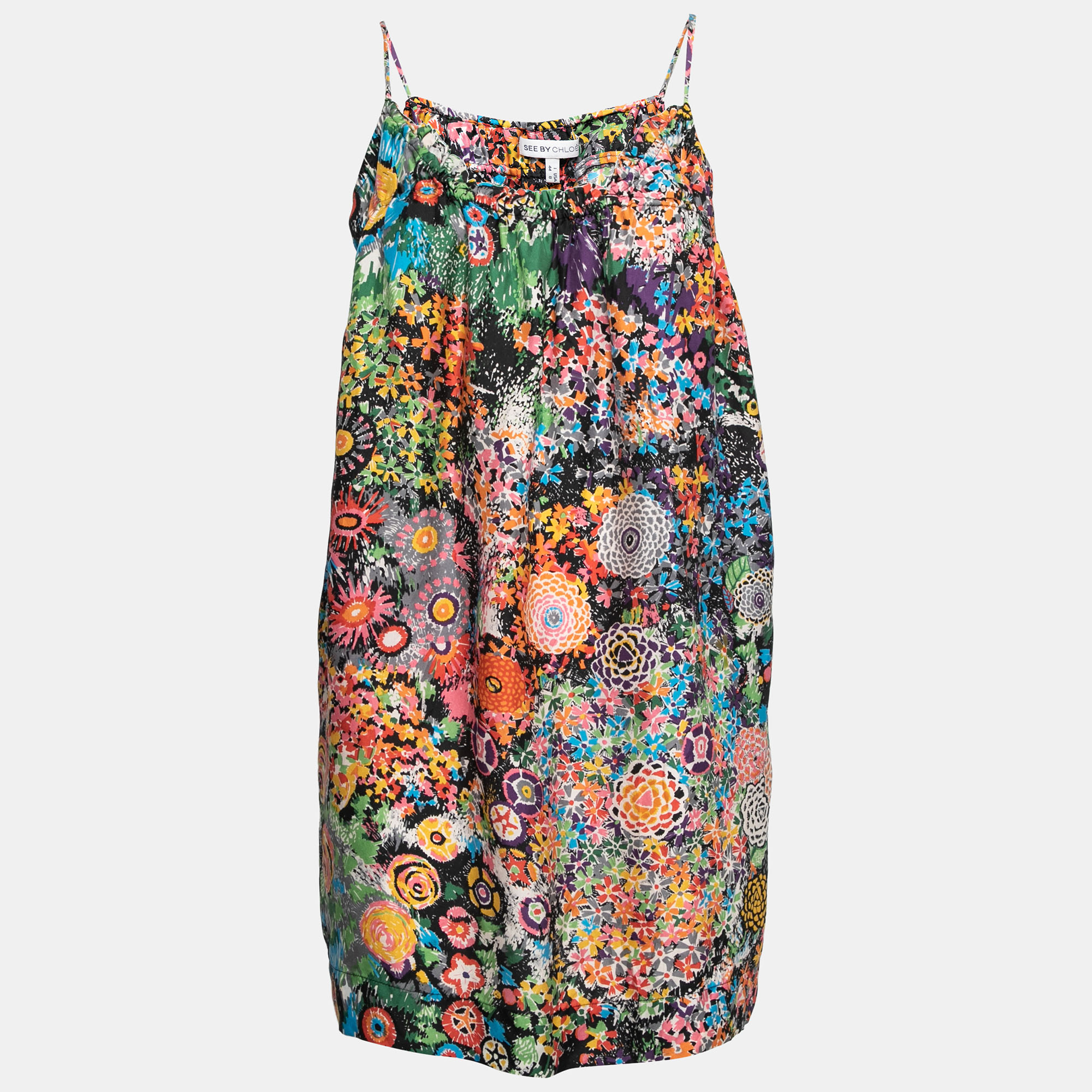 

See by Chloe Multicolor Printed Silk Sleeveless Dress M