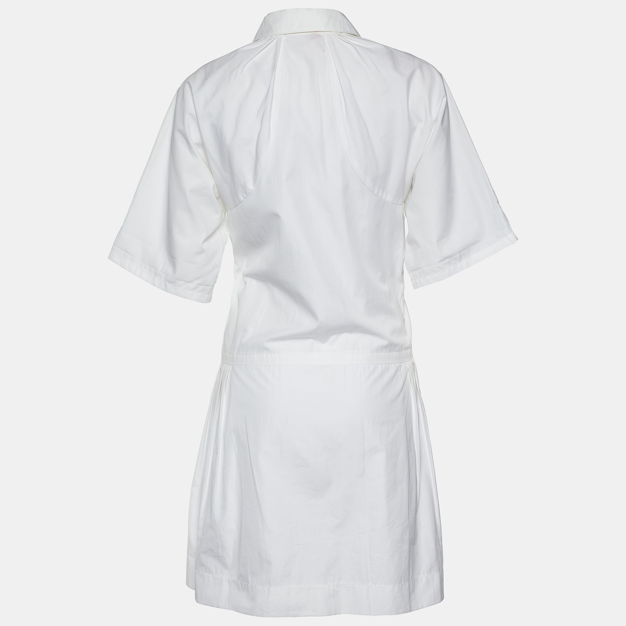

See by Chloe White Cotton Pleated Trim Shirt Dress