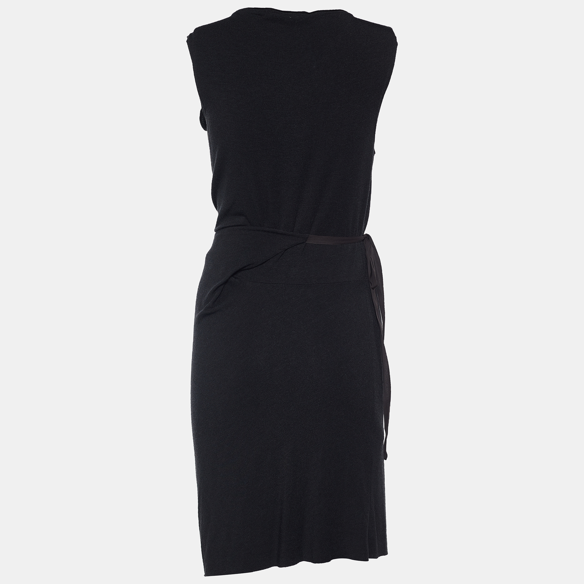 

See by Chloe Black Jersey Asymmetric Draped Tie Up Dress