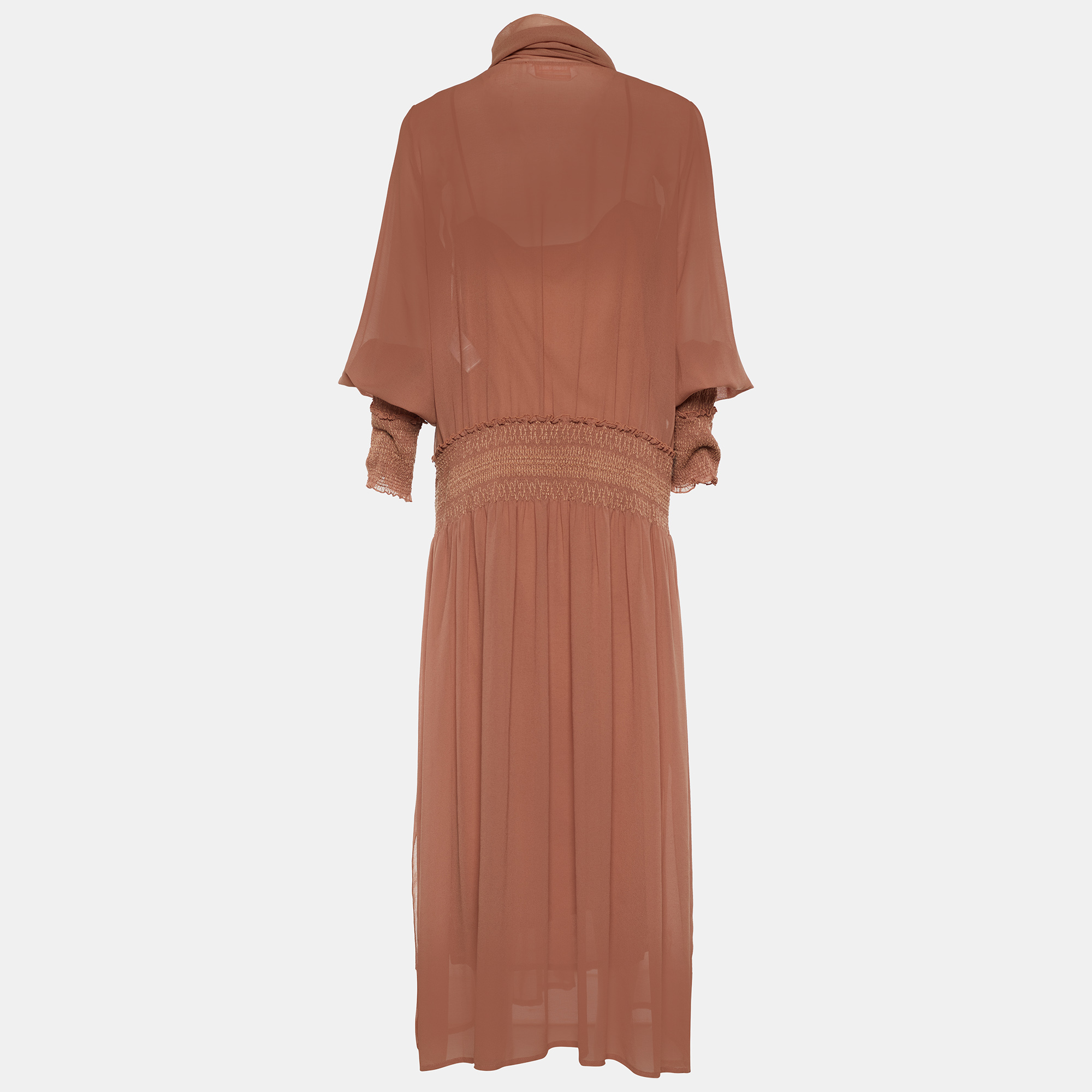

See by Chloe Dusty Pink Crepe Ruched Maxi Dress