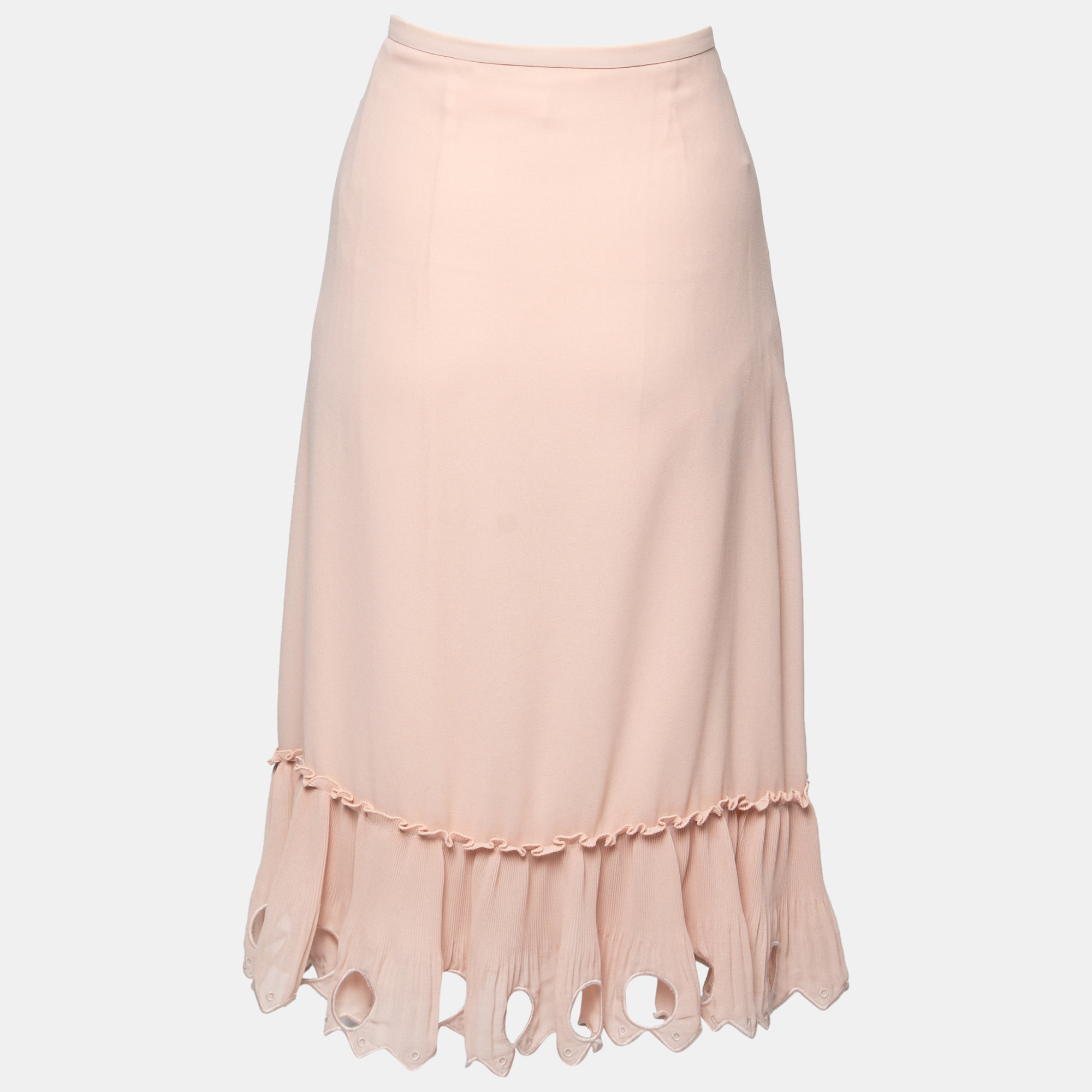 

See by Chloe Pink Chiffon Embroidered Hem Detail Midi Skirt