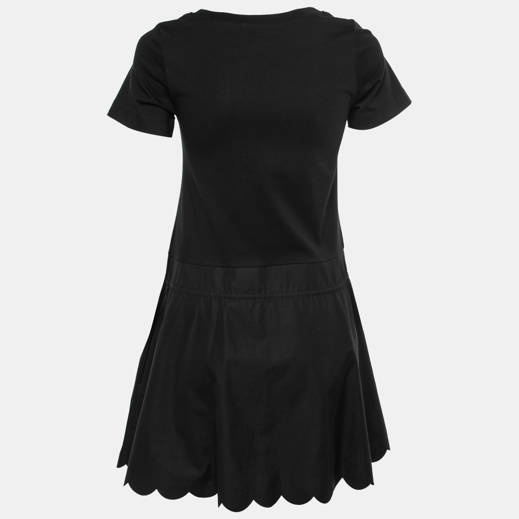 

See by Chloe Black Cotton Scalloped Mini Dress