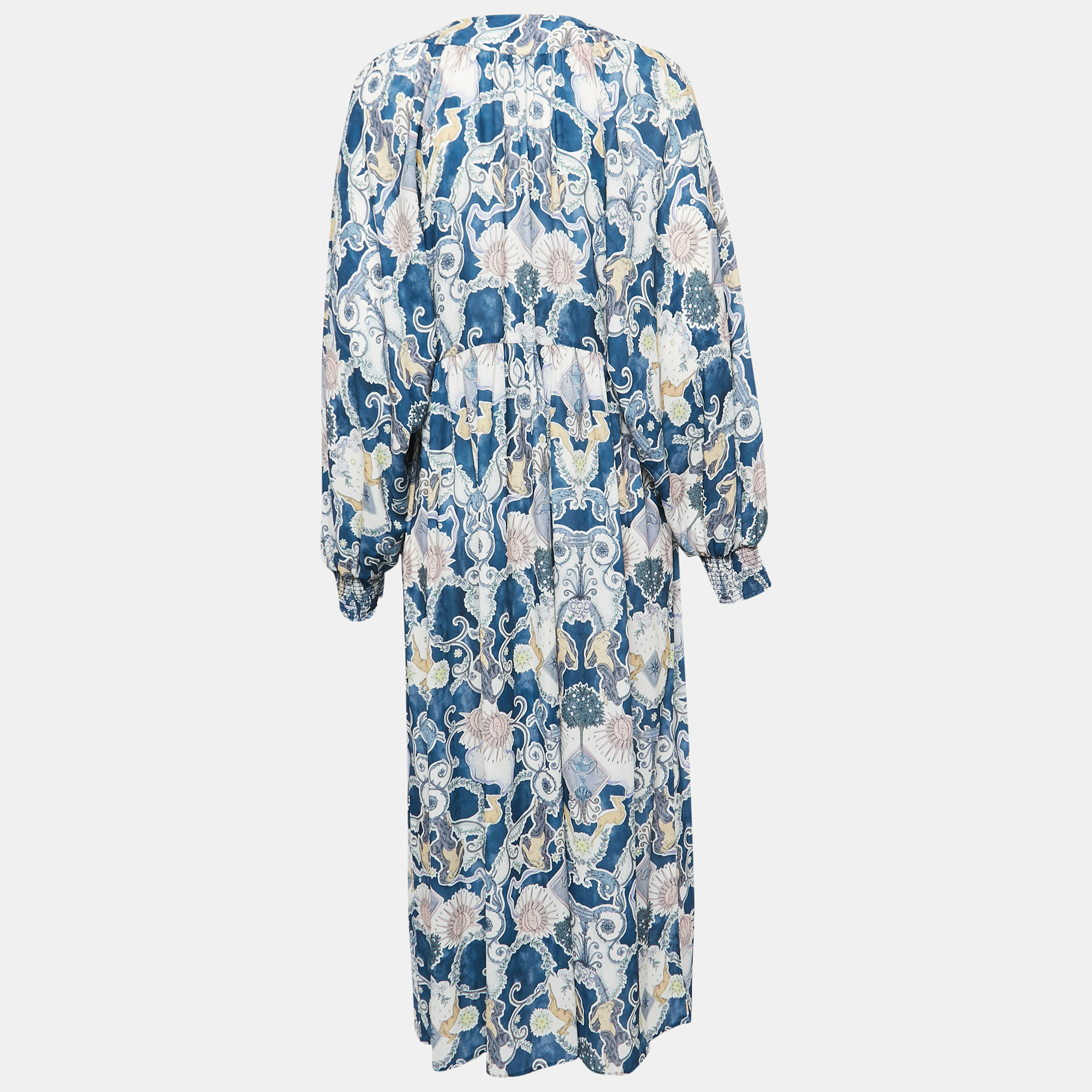 

See by Chloe Blue Tarot Card Print Crepe Caftan Dress