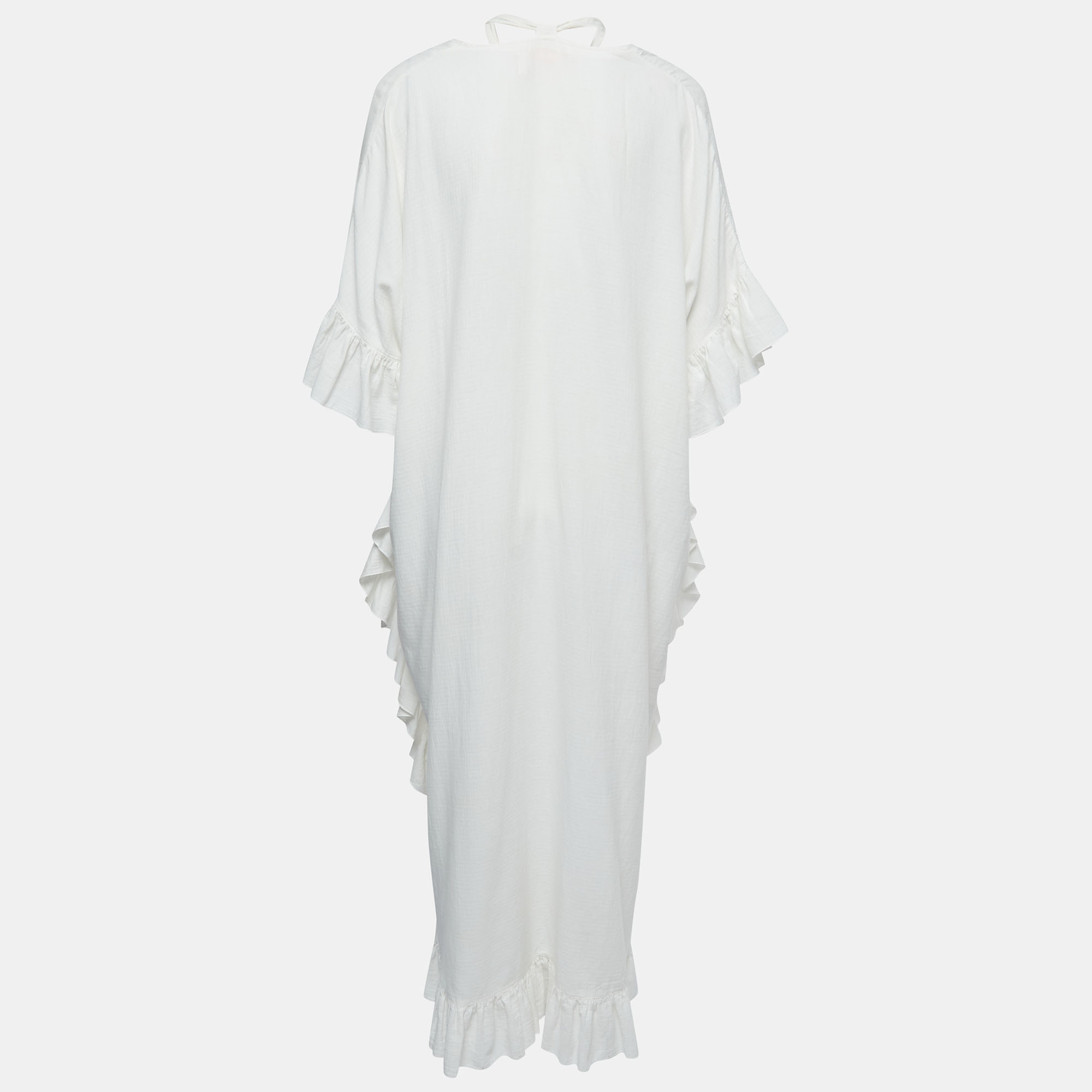 

See by Chloe White Cotton Ruffle Detailed Asymmetrical Maxi Dress