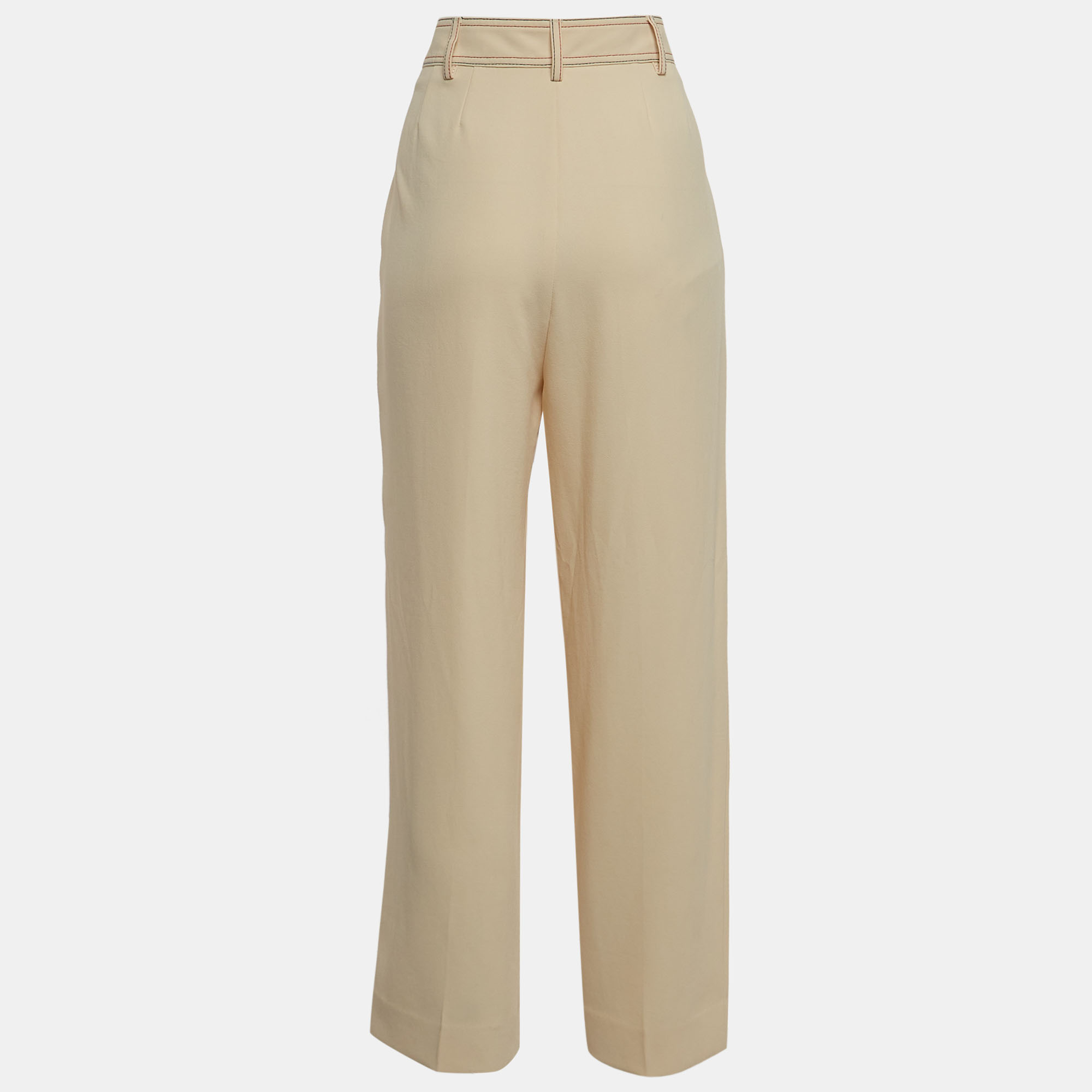 

See by Chloe Cream Crepe Contrast Stitch Detail Trousers