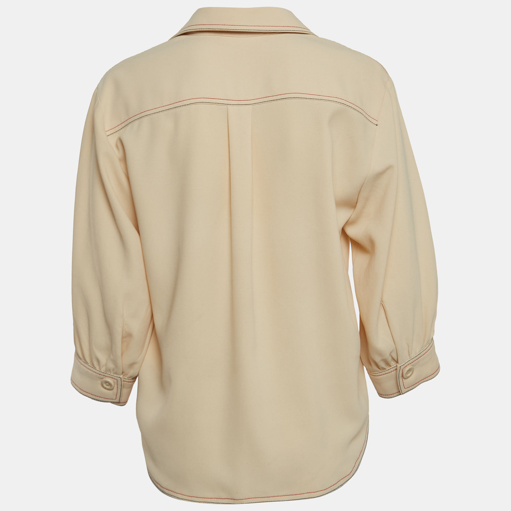 

See by Chloe Beige Crepe Contrast Stitch Detail Blouse