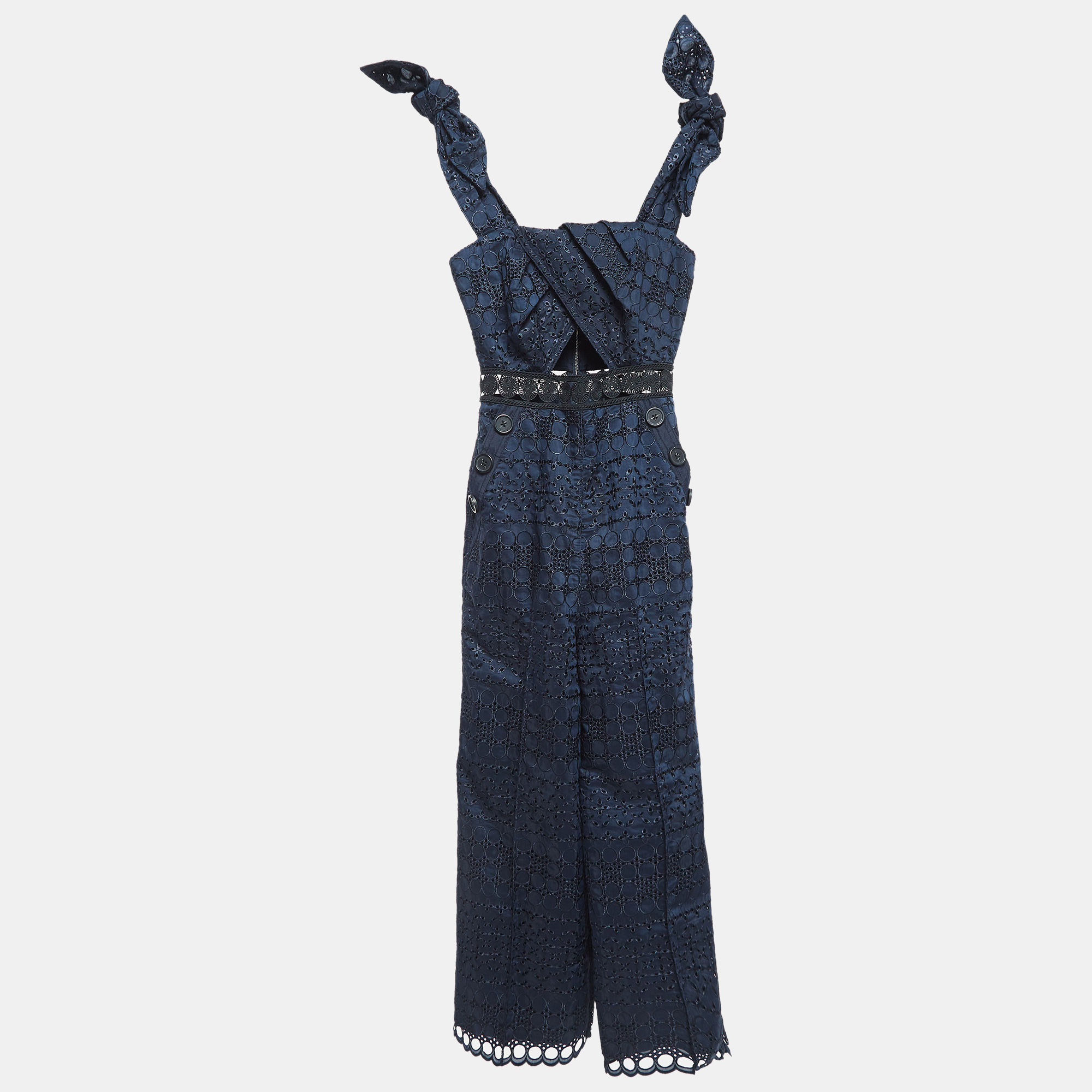 

Self-Portrait Navy Blue Guipure Lace Jumpsuit S