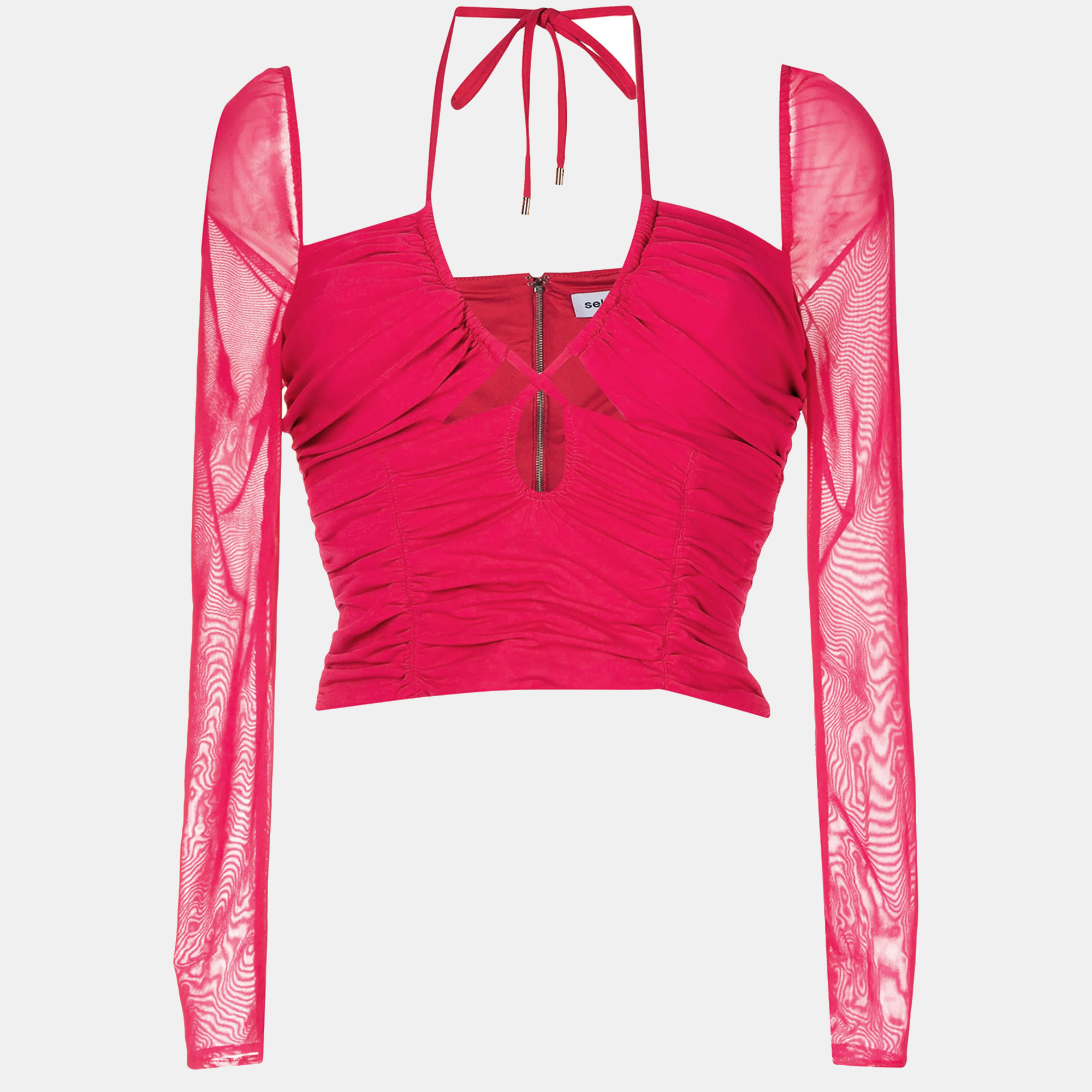 

Self-Portrait Pink Jersey Cut-Out Ruched Top M