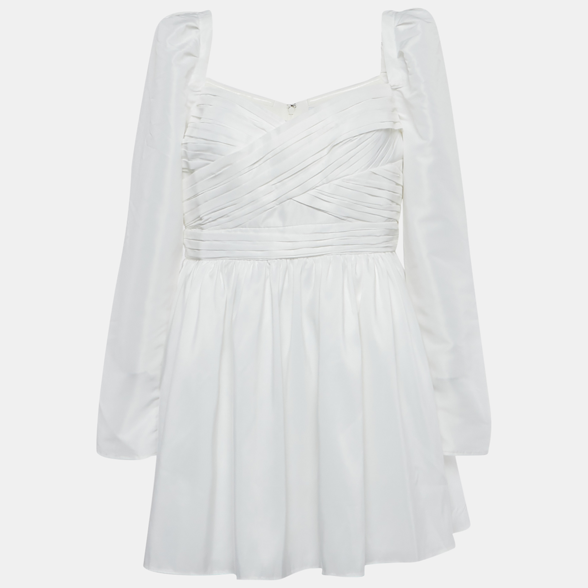 

Self-Portrait White Taffeta Pleated Mini Dress M